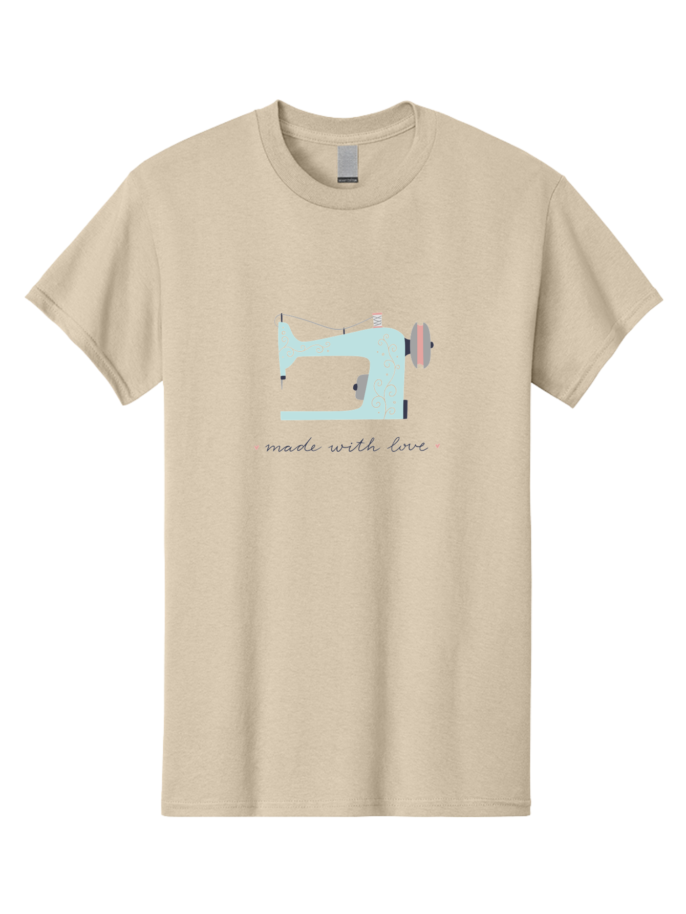 Made-With-Love-1 Men'S Graphic Tee, 100% Cotton, Comfortable Casual Summer Wear, Machine Washable, Vintage Sewing Machine, Handmade With Love, Sewing, Embroidery, Craft, Diy, Tailoring, Fashion Design Aac054