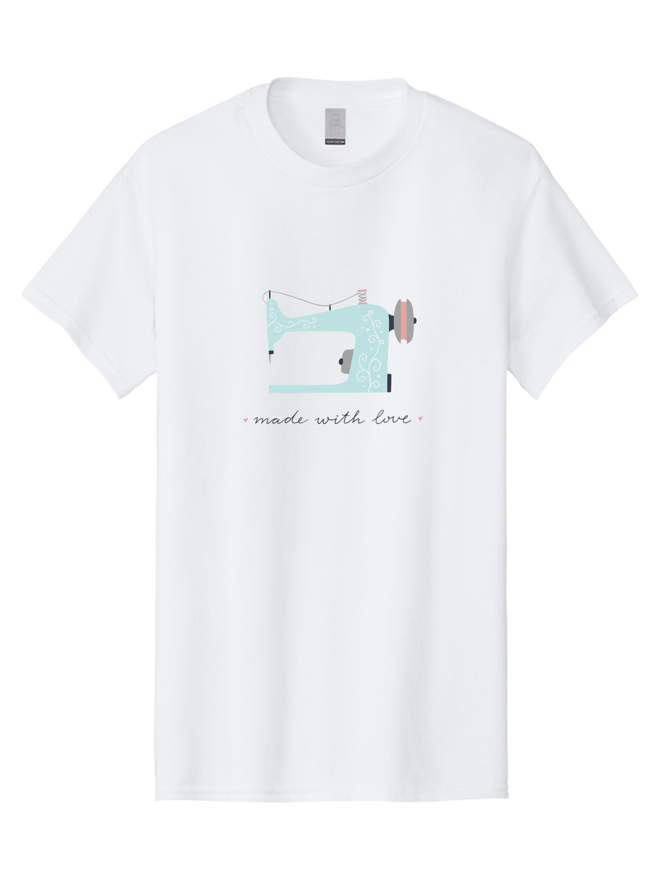 Made-With-Love-1 Men'S Graphic Tee, 100% Cotton, Comfortable Casual Summer Wear, Machine Washable, Vintage Sewing Machine, Handmade With Love, Sewing, Embroidery, Craft, Diy, Tailoring, Fashion Design Aac054