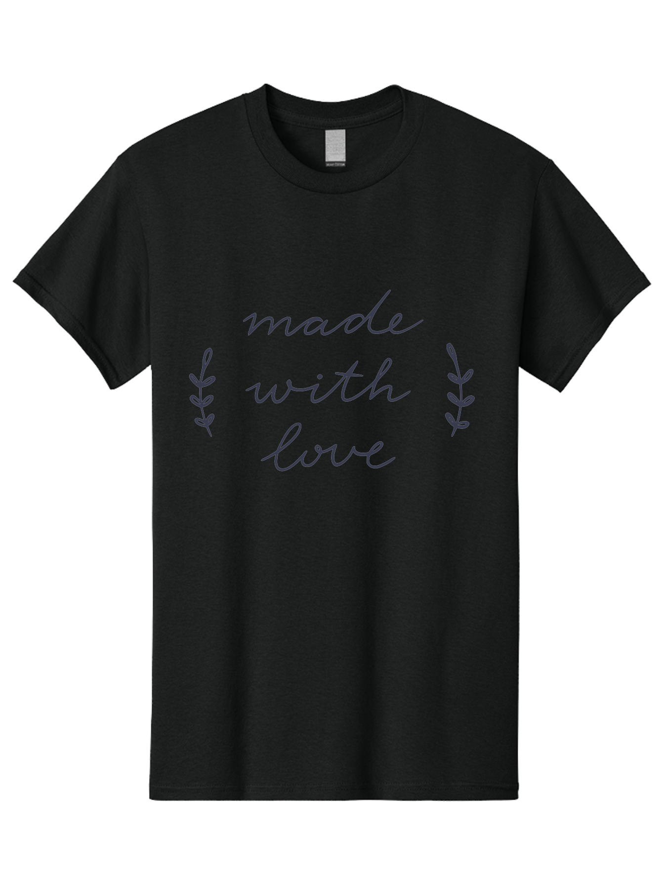 Made-With-Love Men'S Graphic Tee, 100% Cotton, Comfortable Casual Summer Wear, Machine Washable, Handwritten Typography, Love Message, Decorative Elements, Floral Motifs, Heartwarming Quote, Craftsmanship, Handmade Label Aac056