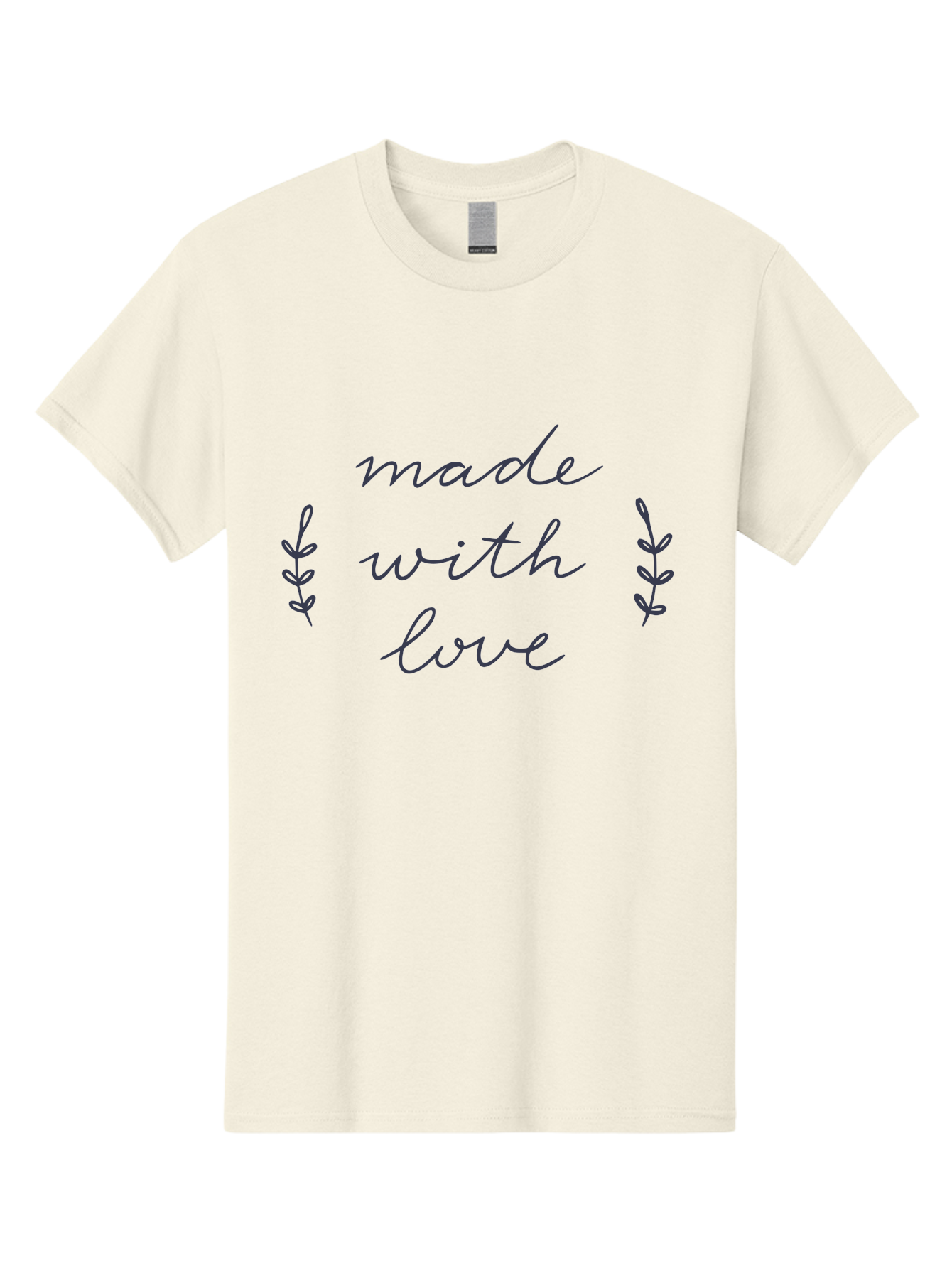 Made-With-Love Men'S Graphic Tee, 100% Cotton, Comfortable Casual Summer Wear, Machine Washable, Handwritten Typography, Love Message, Decorative Elements, Floral Motifs, Heartwarming Quote, Craftsmanship, Handmade Label Aac056