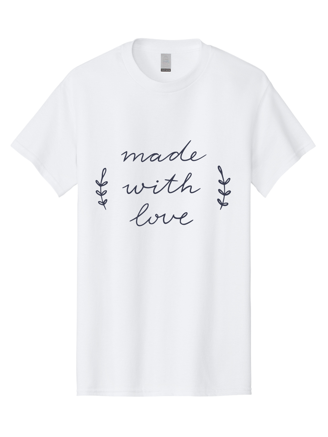 Made-With-Love Men'S Graphic Tee, 100% Cotton, Comfortable Casual Summer Wear, Machine Washable, Handwritten Typography, Love Message, Decorative Elements, Floral Motifs, Heartwarming Quote, Craftsmanship, Handmade Label Aac056