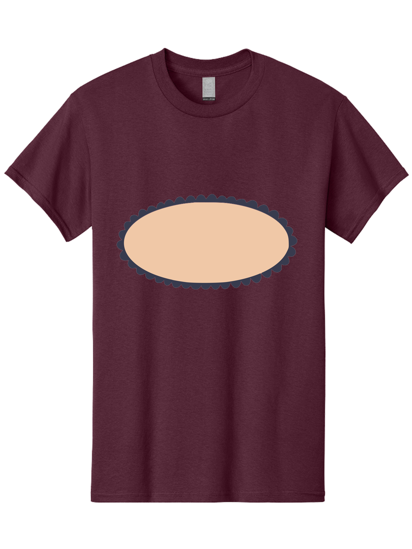 Oval-Badge Men'S Graphic Tee, 100% Cotton, Comfortable Casual Summer Wear, Machine Washable, Oval Shape, Decorative Frame, Beige And Black, Ornate Design, Blank Space, Graphic Element, Simple Illustration, Elegant Border Aac062