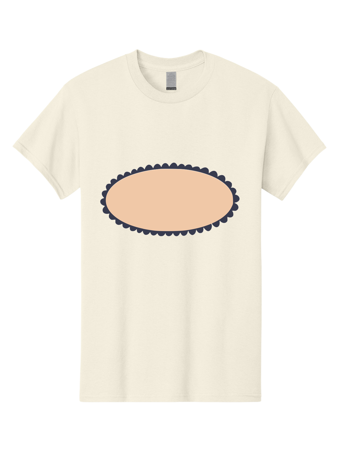 Oval-Badge Men'S Graphic Tee, 100% Cotton, Comfortable Casual Summer Wear, Machine Washable, Oval Shape, Decorative Frame, Beige And Black, Ornate Design, Blank Space, Graphic Element, Simple Illustration, Elegant Border Aac062