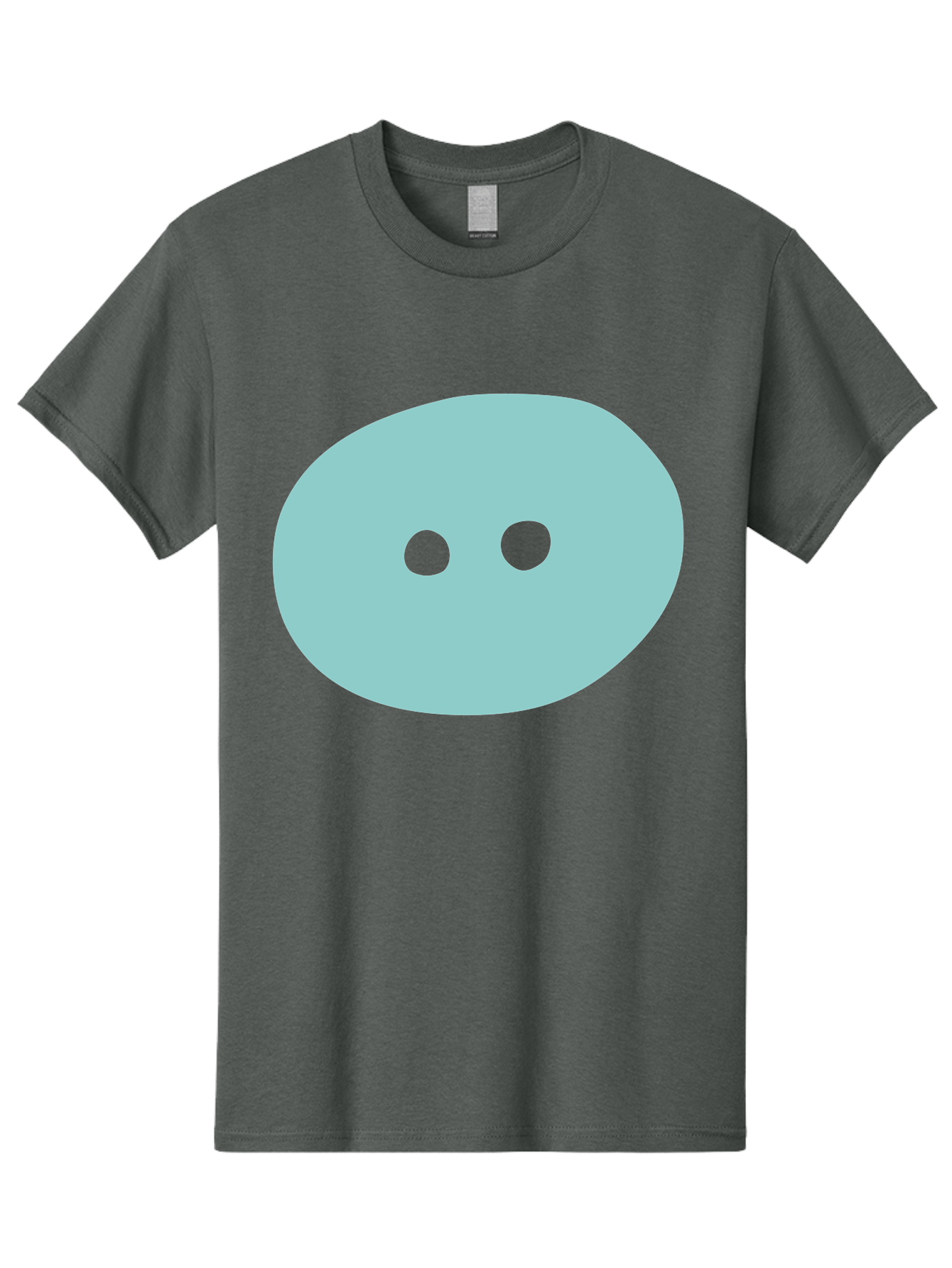 Oval-Shape Men'S Graphic Tee, 100% Cotton, Comfortable Casual Summer Wear, Machine Washable, Simple Face, Minimalist Design, Cartoon Character, Oval Shape, Two Eyes, Cute Expression, Digital Art, Modern Illustration Aac064
