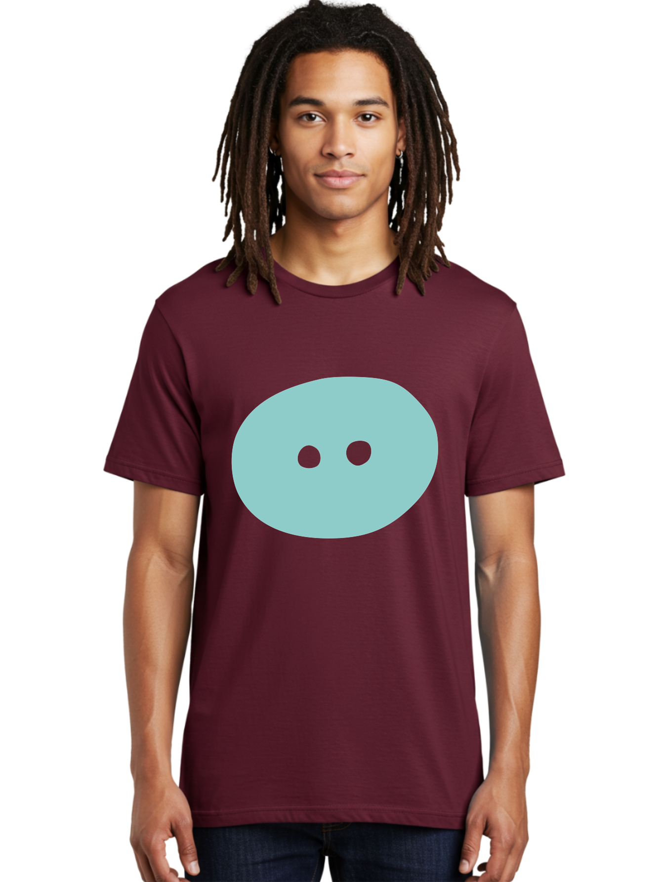 Oval-Shape Men'S Graphic Tee, 100% Cotton, Comfortable Casual Summer Wear, Machine Washable, Simple Face, Minimalist Design, Cartoon Character, Oval Shape, Two Eyes, Cute Expression, Digital Art, Modern Illustration Aac064