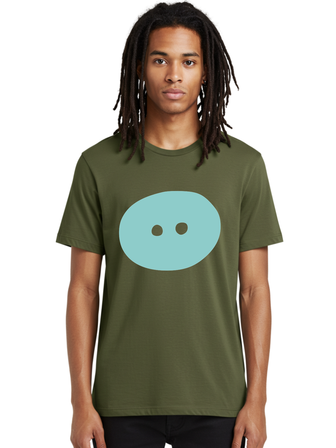 Oval-Shape Men'S Graphic Tee, 100% Cotton, Comfortable Casual Summer Wear, Machine Washable, Simple Face, Minimalist Design, Cartoon Character, Oval Shape, Two Eyes, Cute Expression, Digital Art, Modern Illustration Aac064