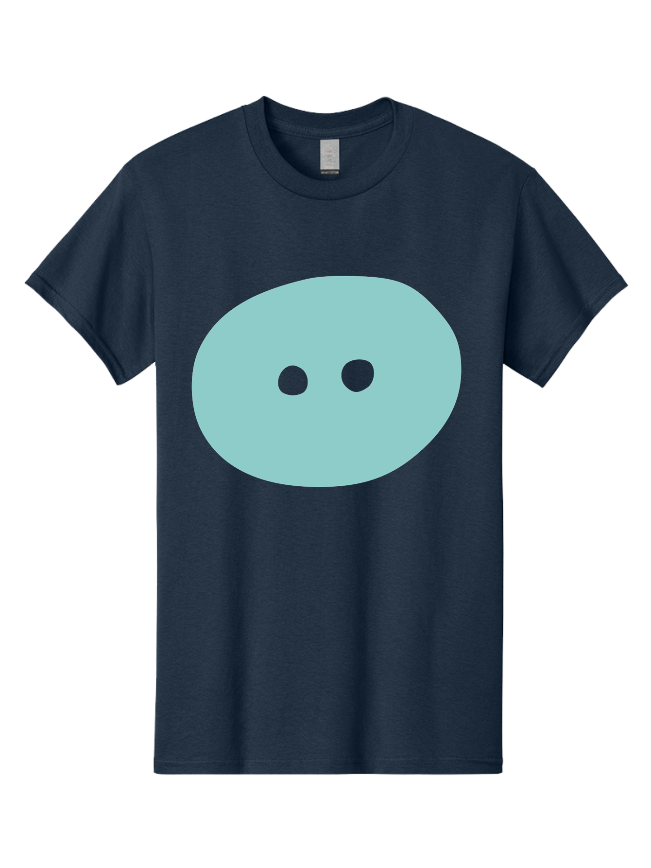 Oval-Shape Men'S Graphic Tee, 100% Cotton, Comfortable Casual Summer Wear, Machine Washable, Simple Face, Minimalist Design, Cartoon Character, Oval Shape, Two Eyes, Cute Expression, Digital Art, Modern Illustration Aac064