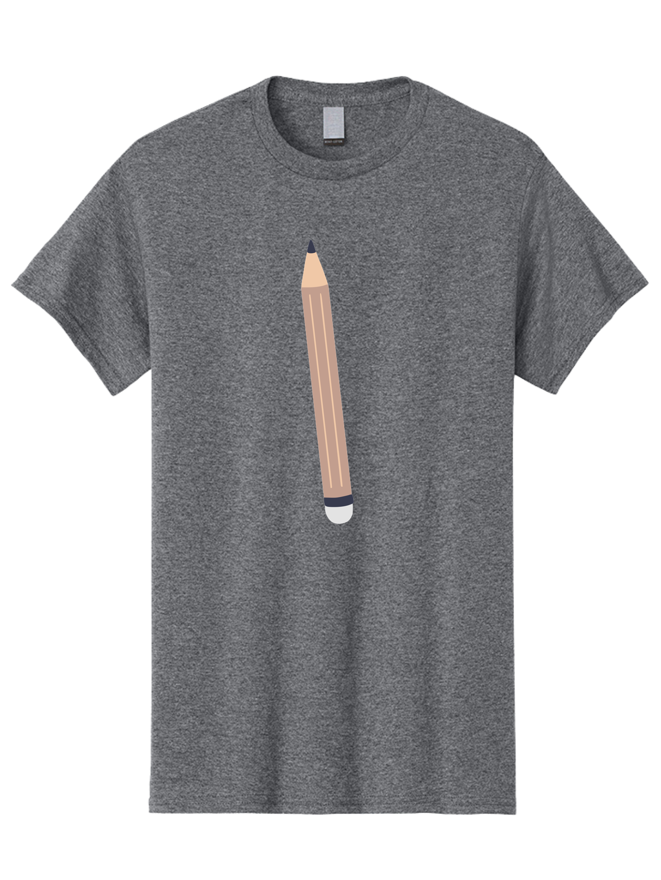 Pencil Men'S Graphic Tee, 100% Cotton, Comfortable Casual Summer Wear, Machine Washable, Wooden Pencil, Sharp Tip, Black Ferrule, White Eraser, Stationery Item, Writing Tool, Drawing Instrument, Office Supply Aac067