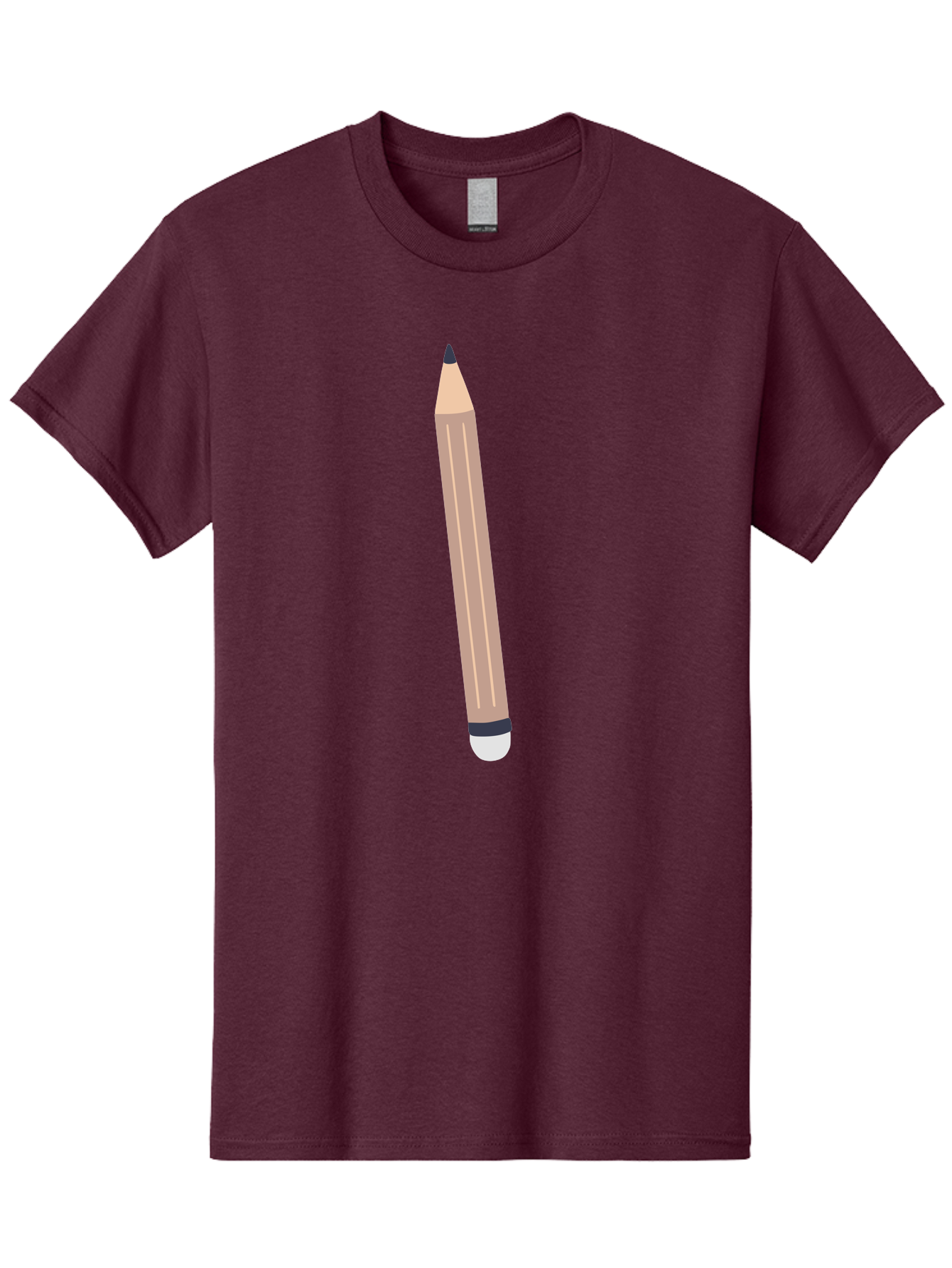 Pencil Men'S Graphic Tee, 100% Cotton, Comfortable Casual Summer Wear, Machine Washable, Wooden Pencil, Sharp Tip, Black Ferrule, White Eraser, Stationery Item, Writing Tool, Drawing Instrument, Office Supply Aac067