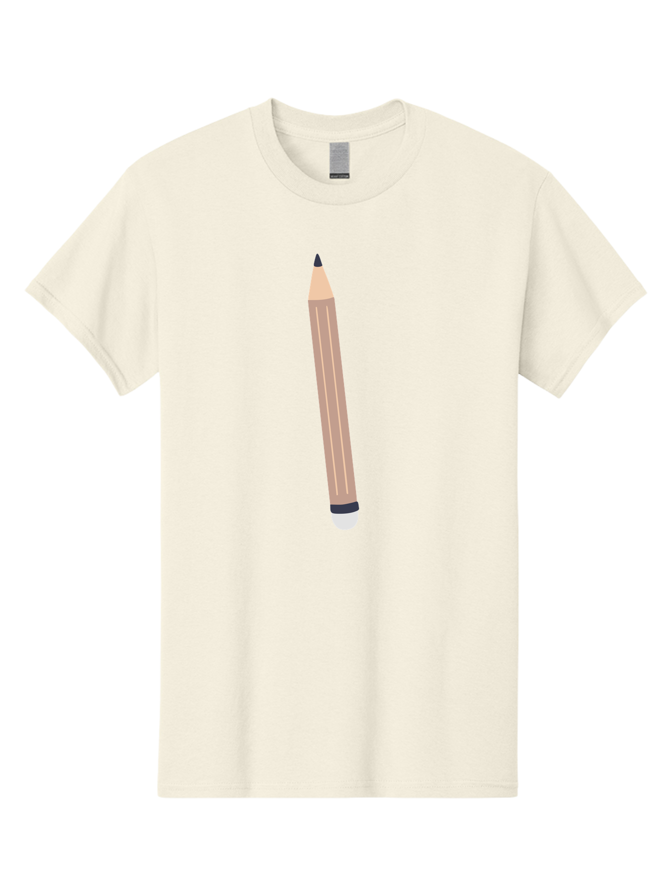Pencil Men'S Graphic Tee, 100% Cotton, Comfortable Casual Summer Wear, Machine Washable, Wooden Pencil, Sharp Tip, Black Ferrule, White Eraser, Stationery Item, Writing Tool, Drawing Instrument, Office Supply Aac067