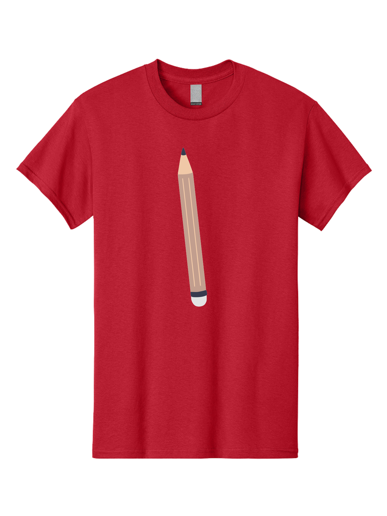 Pencil Men'S Graphic Tee, 100% Cotton, Comfortable Casual Summer Wear, Machine Washable, Wooden Pencil, Sharp Tip, Black Ferrule, White Eraser, Stationery Item, Writing Tool, Drawing Instrument, Office Supply Aac067