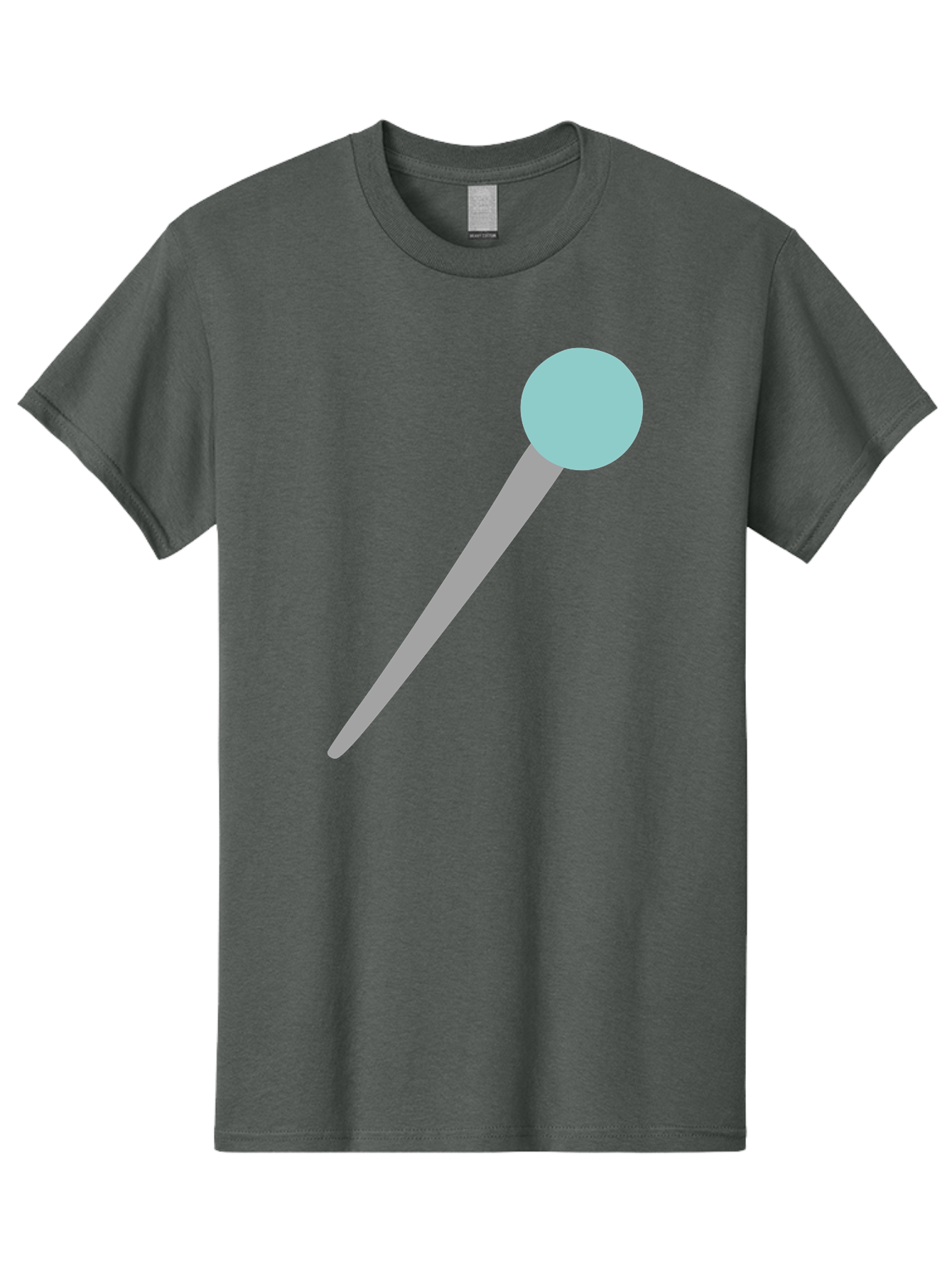 Pin-1 Men'S Graphic Tee, 100% Cotton, Comfortable Casual Summer Wear, Machine Washable, Thumbtack, Push Pin, Office Supplies, Stationery, Gray Metal, Light Blue Head, Simple Design, Minimalist Icon Aac069