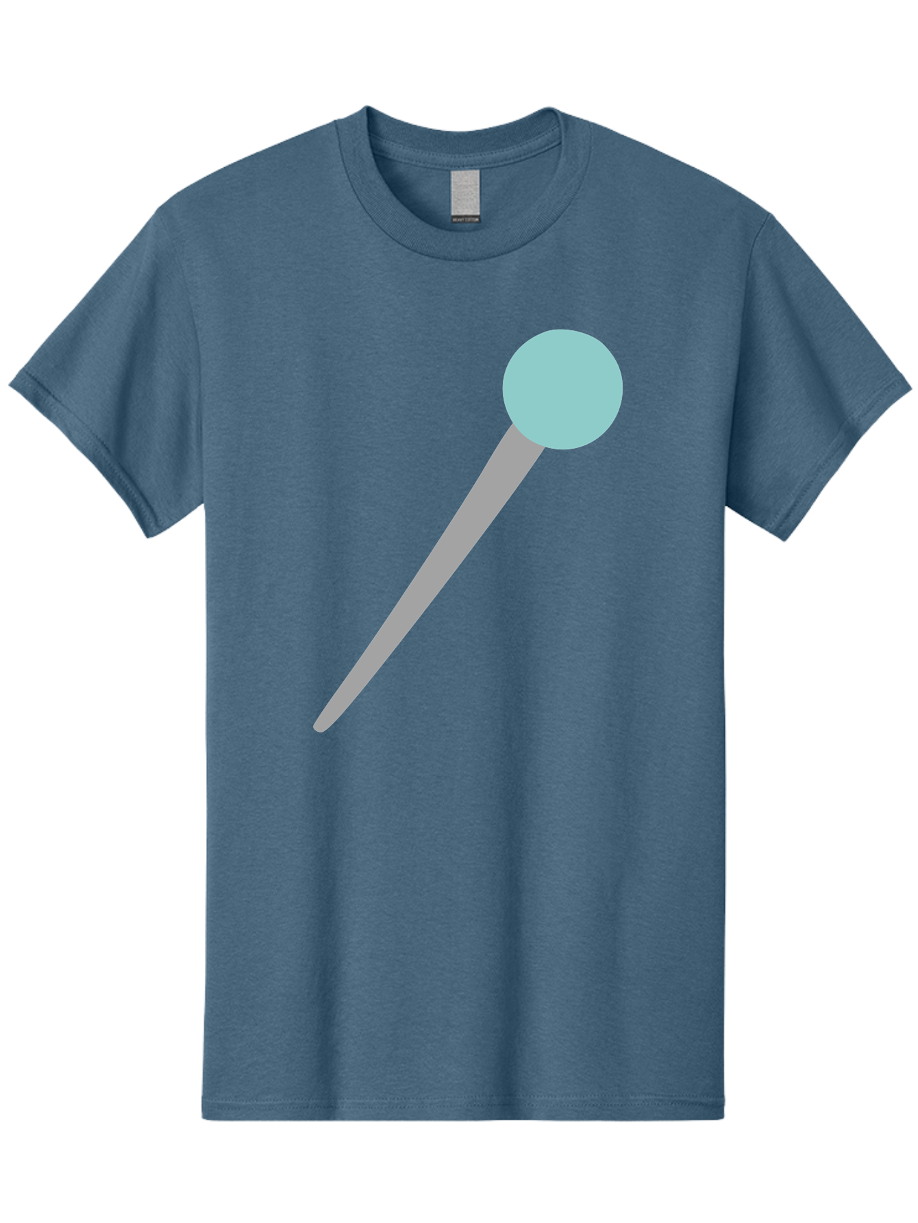 Pin-1 Men'S Graphic Tee, 100% Cotton, Comfortable Casual Summer Wear, Machine Washable, Thumbtack, Push Pin, Office Supplies, Stationery, Gray Metal, Light Blue Head, Simple Design, Minimalist Icon Aac069