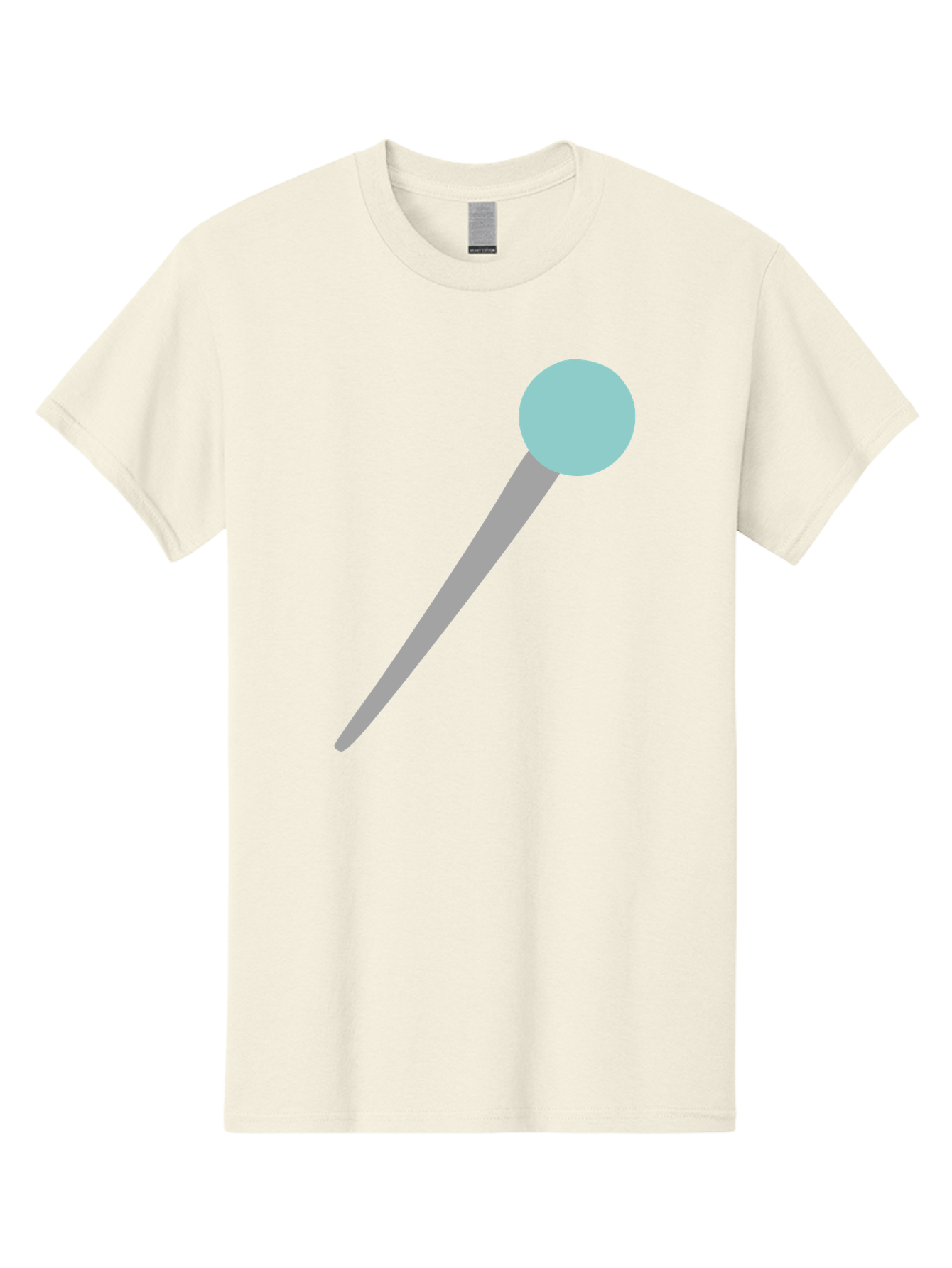 Pin-1 Men'S Graphic Tee, 100% Cotton, Comfortable Casual Summer Wear, Machine Washable, Thumbtack, Push Pin, Office Supplies, Stationery, Gray Metal, Light Blue Head, Simple Design, Minimalist Icon Aac069