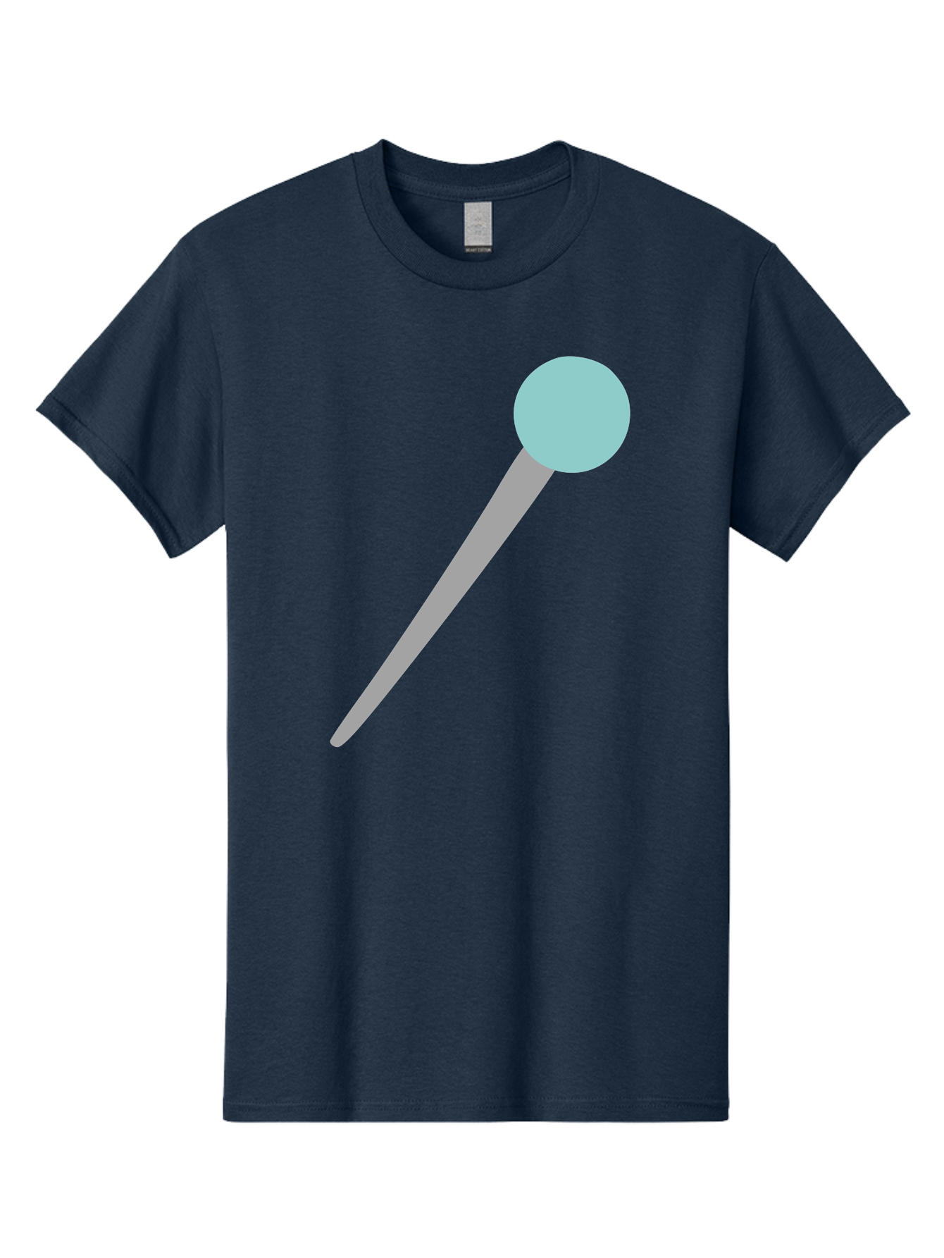 Pin-1 Men'S Graphic Tee, 100% Cotton, Comfortable Casual Summer Wear, Machine Washable, Thumbtack, Push Pin, Office Supplies, Stationery, Gray Metal, Light Blue Head, Simple Design, Minimalist Icon Aac069
