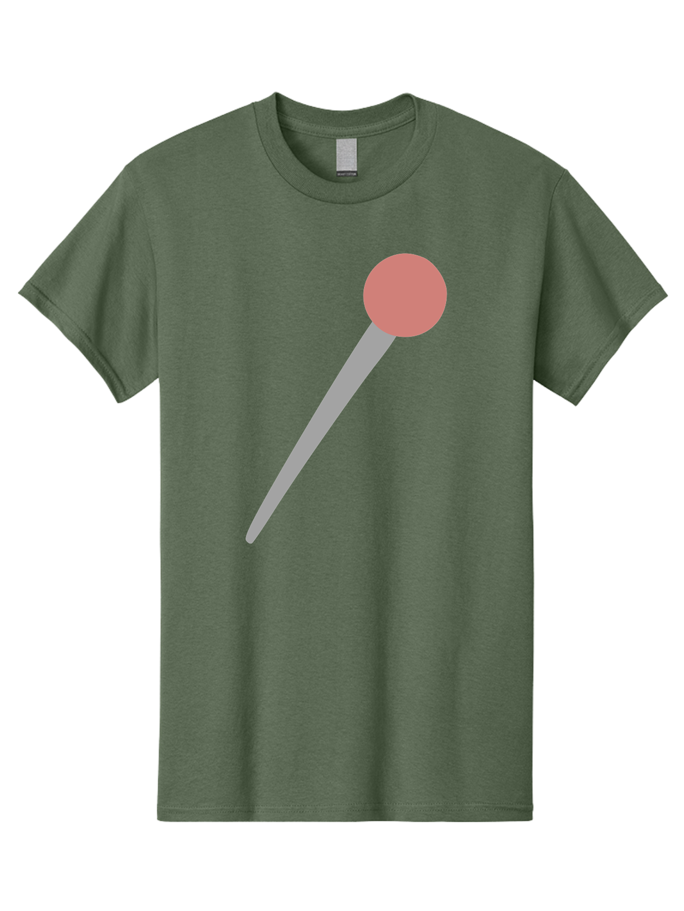 Pin Men'S Graphic Tee, 100% Cotton, Comfortable Casual Summer Wear, Machine Washable, Push Pin, Thumb Tack, Office Supplies, Red Circle, Grey Stick, Simple Design, Minimalistic Icon, Stationery Aac071