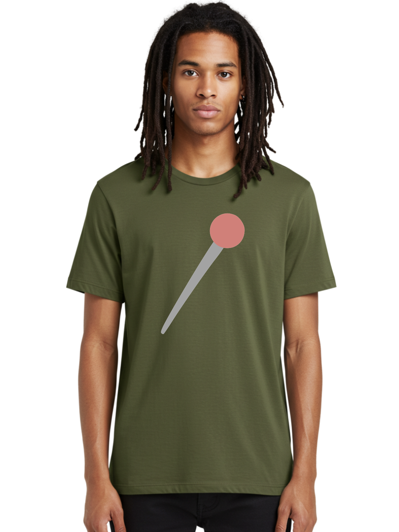 Pin Men'S Graphic Tee, 100% Cotton, Comfortable Casual Summer Wear, Machine Washable, Push Pin, Thumb Tack, Office Supplies, Red Circle, Grey Stick, Simple Design, Minimalistic Icon, Stationery Aac071