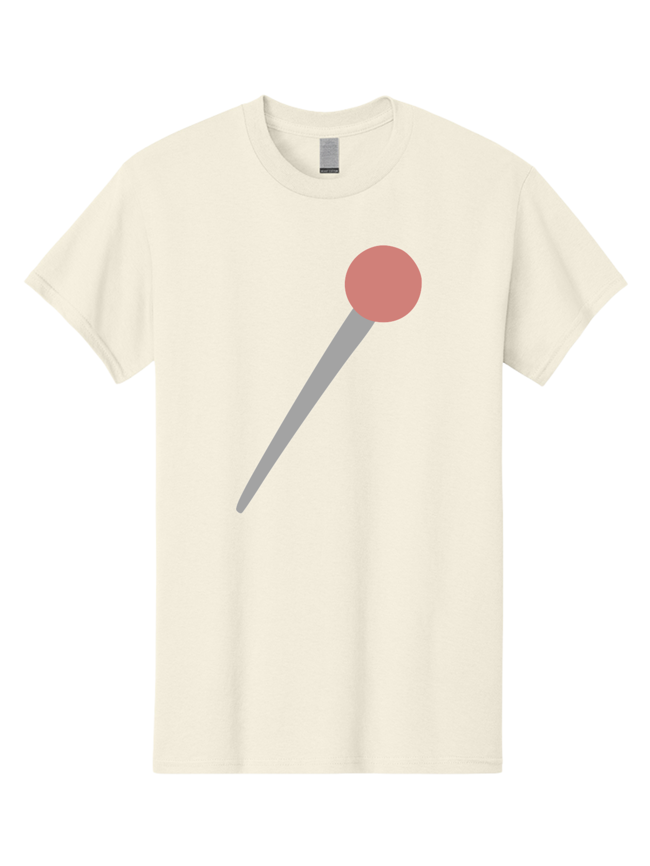 Pin Men'S Graphic Tee, 100% Cotton, Comfortable Casual Summer Wear, Machine Washable, Push Pin, Thumb Tack, Office Supplies, Red Circle, Grey Stick, Simple Design, Minimalistic Icon, Stationery Aac071