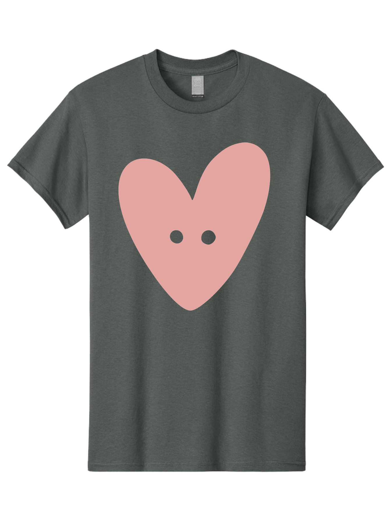 Pink-Heart-Button Men'S Graphic Tee, 100% Cotton, Comfortable Casual Summer Wear, Machine Washable, Heart Symbol, Pink Icon, Love Emblem, Cute Design, Simple Illustration, Minimalist Art Aac075