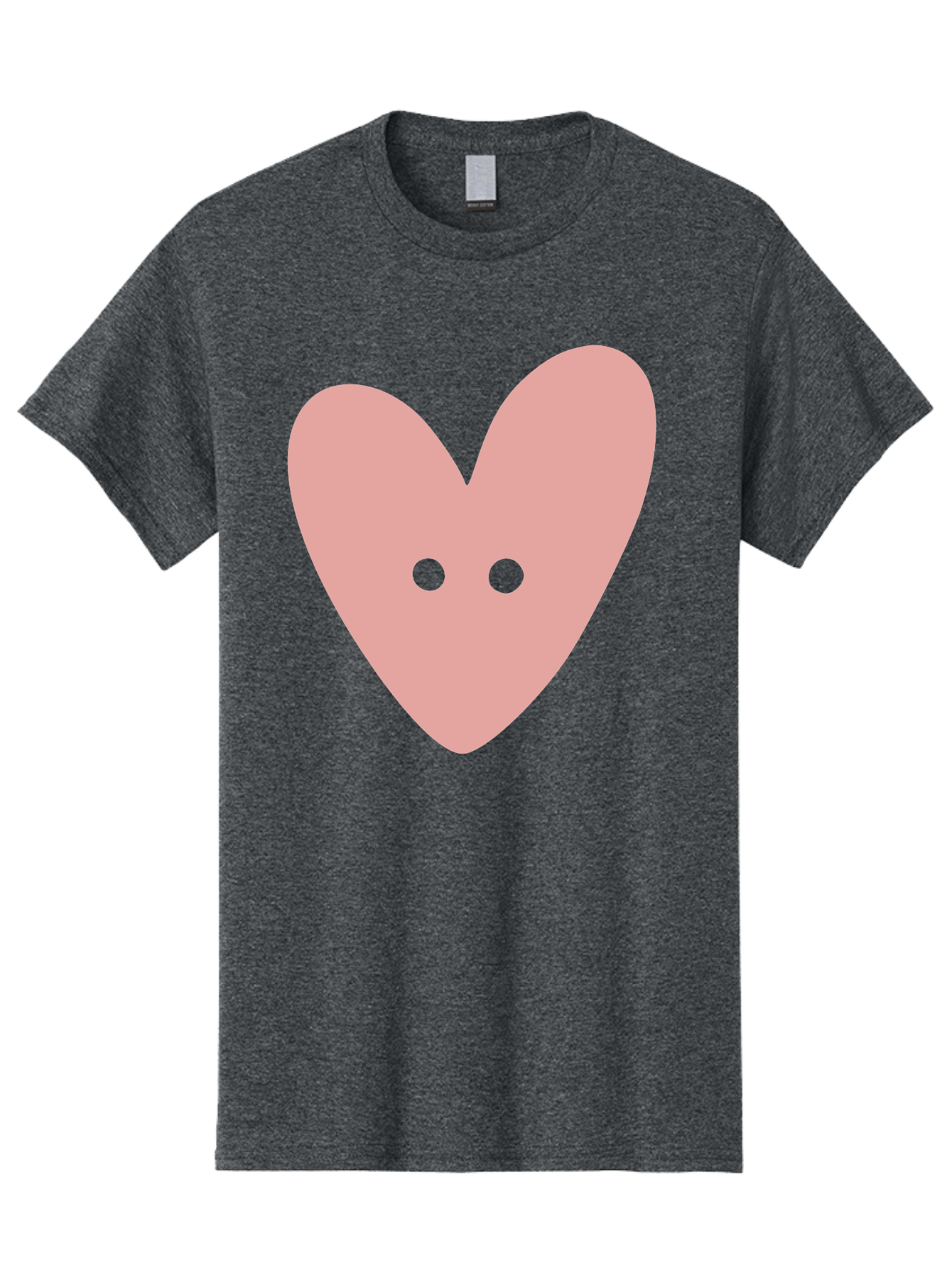 Pink-Heart-Button Men'S Graphic Tee, 100% Cotton, Comfortable Casual Summer Wear, Machine Washable, Heart Symbol, Pink Icon, Love Emblem, Cute Design, Simple Illustration, Minimalist Art Aac075