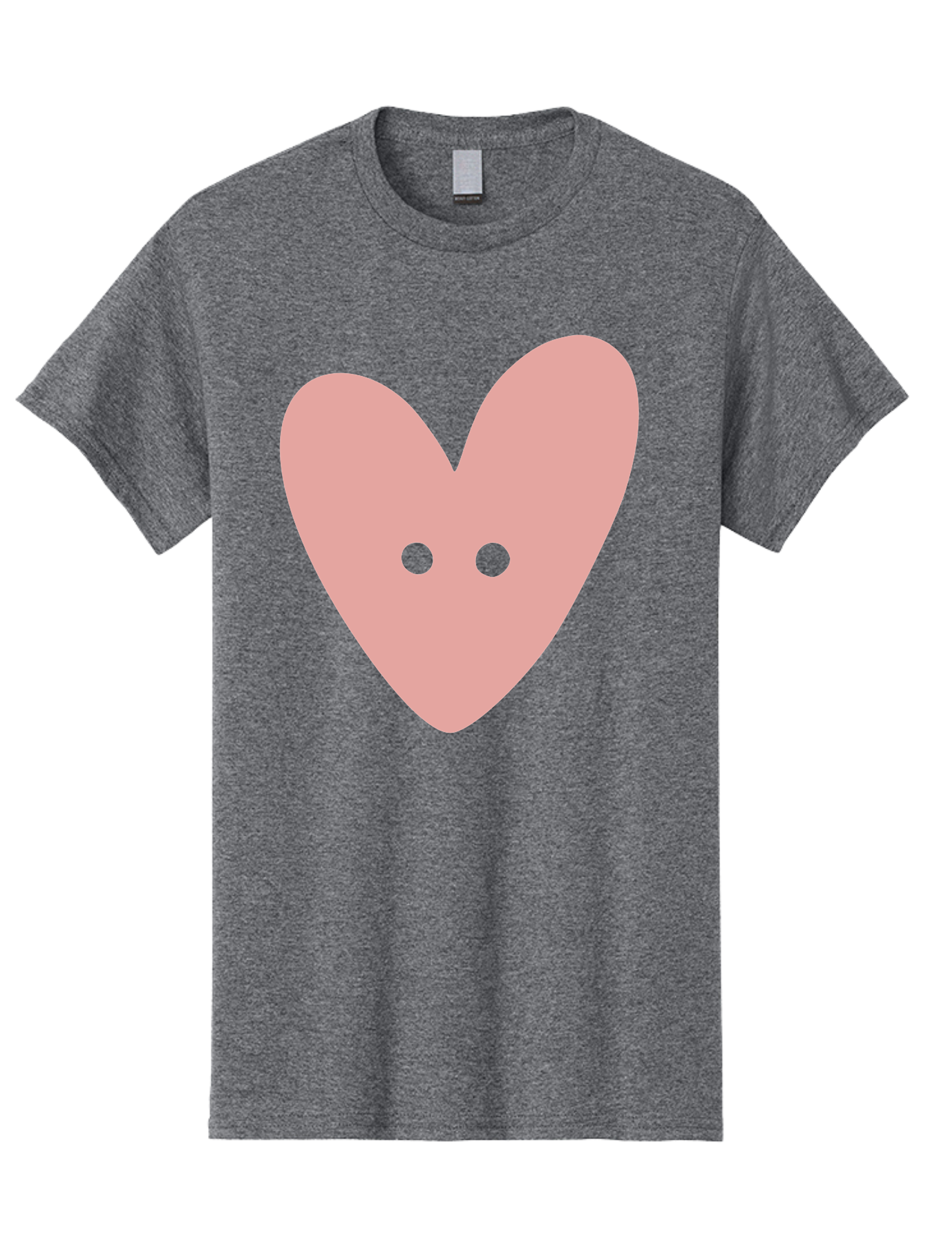 Pink-Heart-Button Men'S Graphic Tee, 100% Cotton, Comfortable Casual Summer Wear, Machine Washable, Heart Symbol, Pink Icon, Love Emblem, Cute Design, Simple Illustration, Minimalist Art Aac075