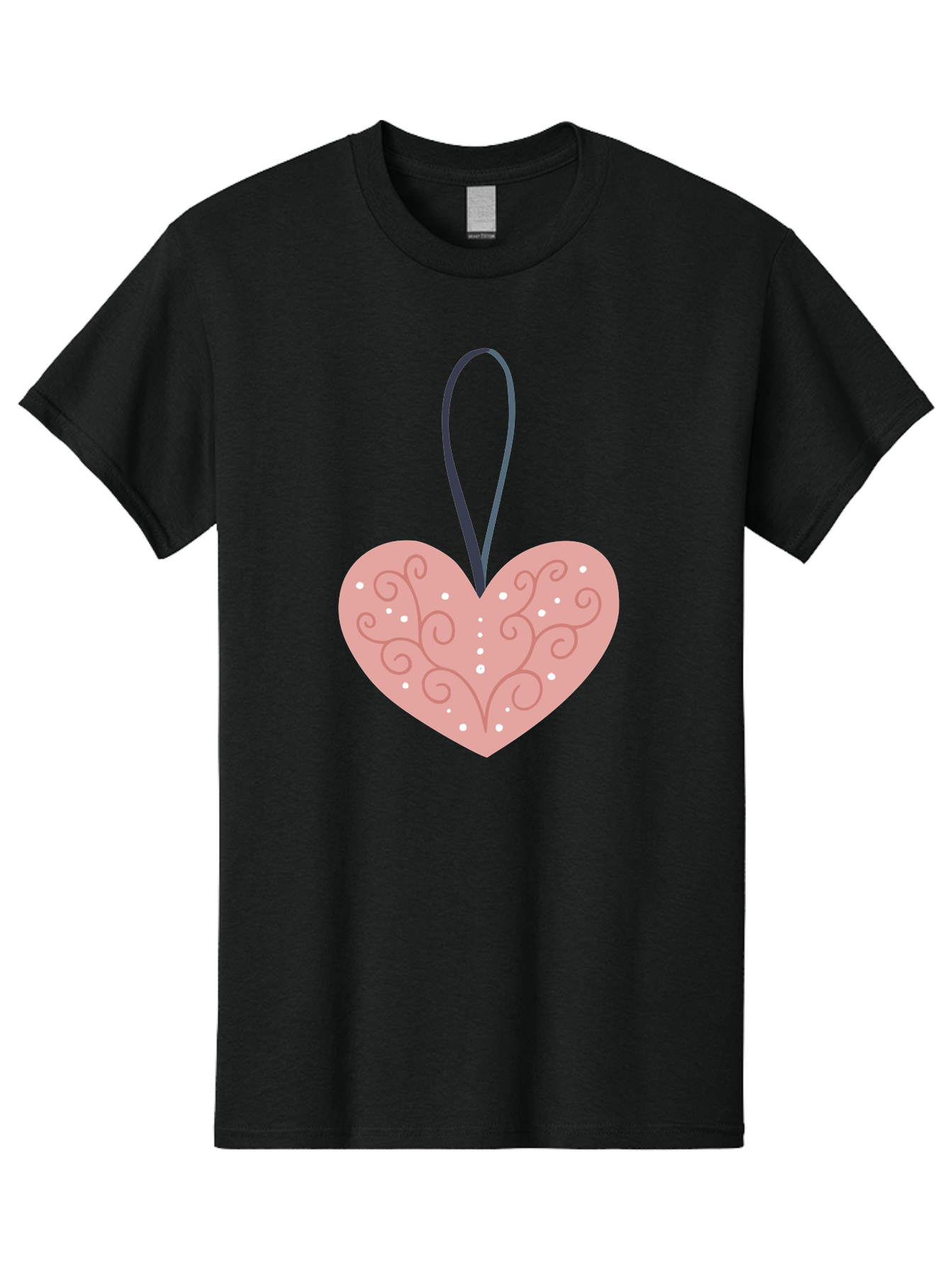 Pink-Heart-Ornament Men'S Graphic Tee, 100% Cotton, Comfortable Casual Summer Wear, Machine Washable, Pink Heart Ornament, Decorative Design, Swirling Patterns, White Dots, Hanging Decoration, Love Symbol, Valentines Day Gift, Festive Decor Aac077