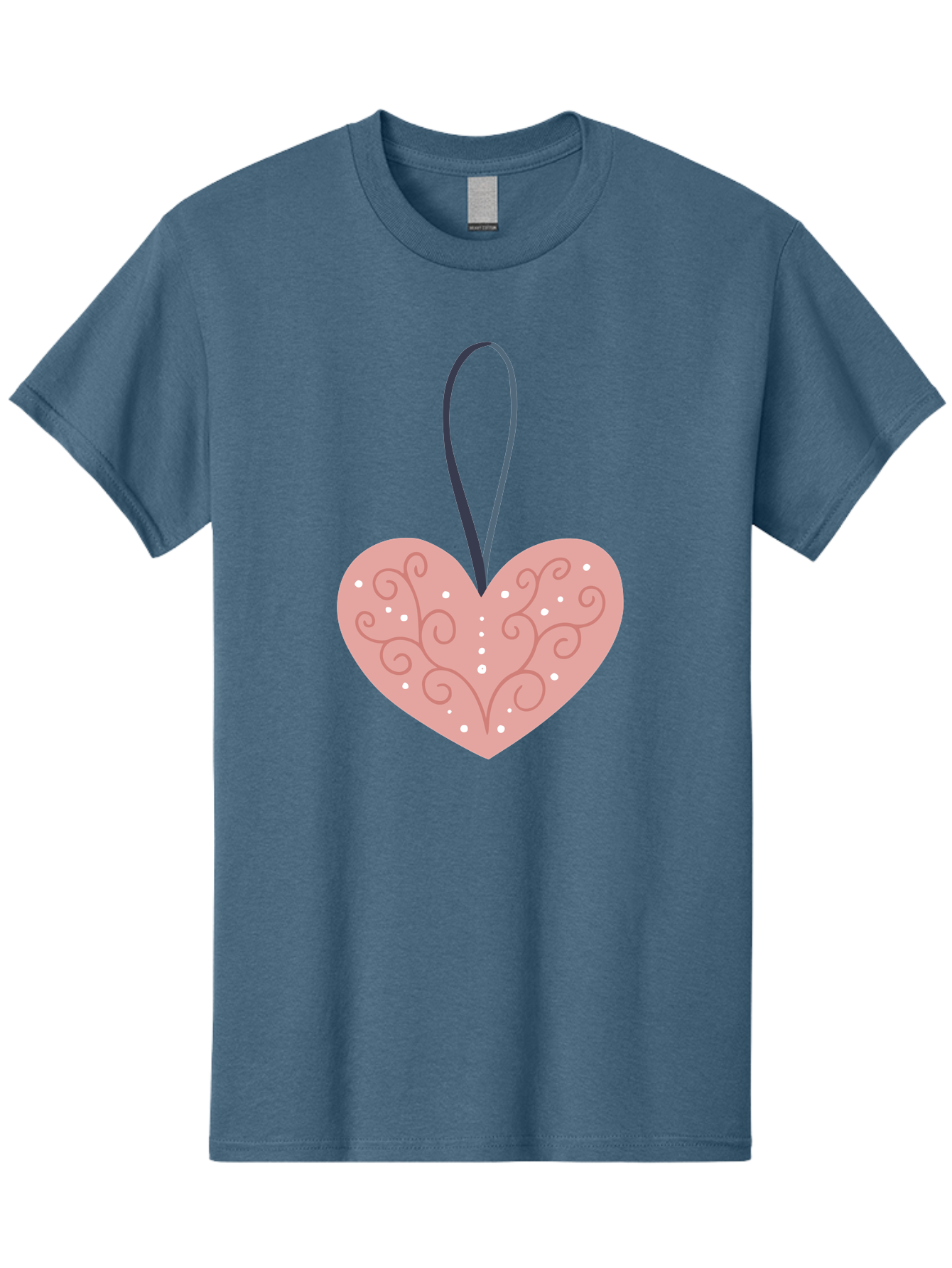 Pink-Heart-Ornament Men'S Graphic Tee, 100% Cotton, Comfortable Casual Summer Wear, Machine Washable, Pink Heart Ornament, Decorative Design, Swirling Patterns, White Dots, Hanging Decoration, Love Symbol, Valentines Day Gift, Festive Decor Aac077