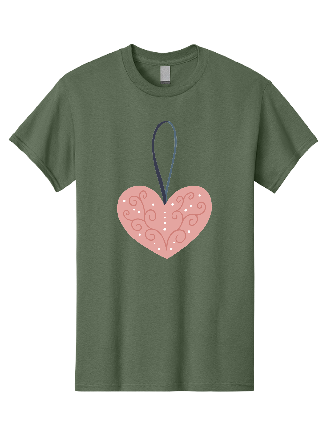 Pink-Heart-Ornament Men'S Graphic Tee, 100% Cotton, Comfortable Casual Summer Wear, Machine Washable, Pink Heart Ornament, Decorative Design, Swirling Patterns, White Dots, Hanging Decoration, Love Symbol, Valentines Day Gift, Festive Decor Aac077