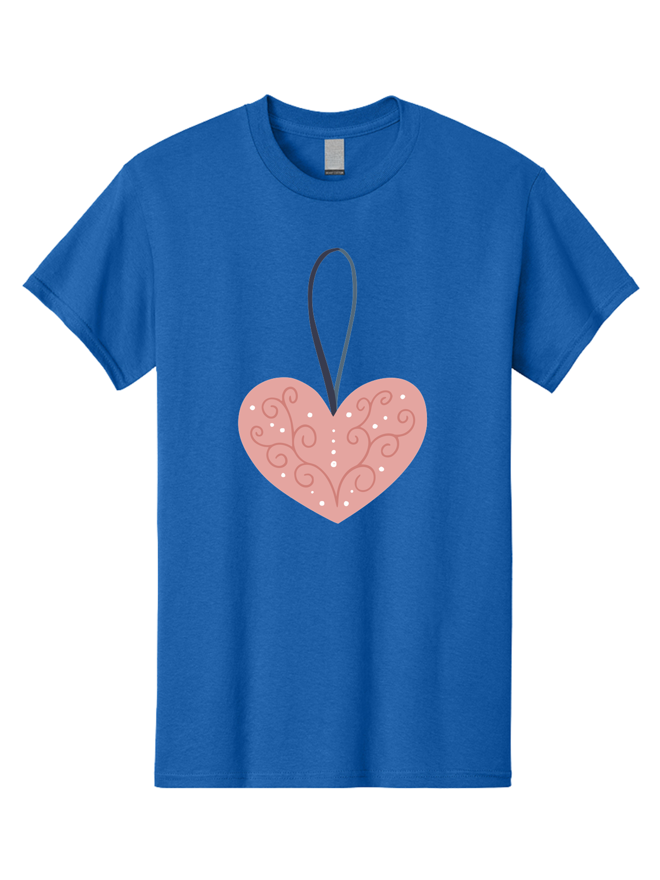 Pink-Heart-Ornament Men'S Graphic Tee, 100% Cotton, Comfortable Casual Summer Wear, Machine Washable, Pink Heart Ornament, Decorative Design, Swirling Patterns, White Dots, Hanging Decoration, Love Symbol, Valentines Day Gift, Festive Decor Aac077