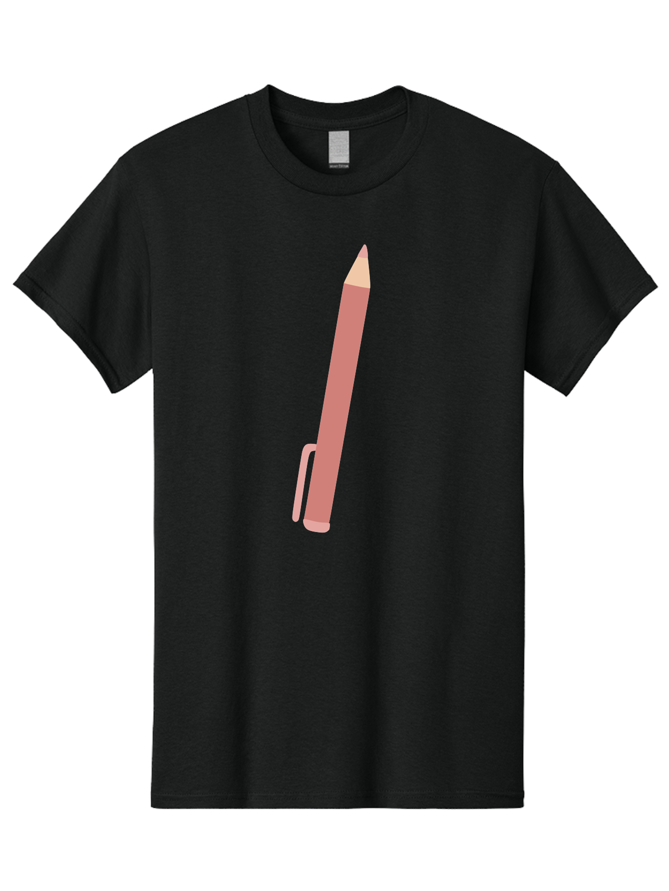 Pink-Pencil Men'S Graphic Tee, 100% Cotton, Comfortable Casual Summer Wear, Machine Washable, Pink Pen, Drawing Tool, Writing Instrument, Office Supplies, Stationery, Creative Writing, Artwork, Graphic Design Aac078