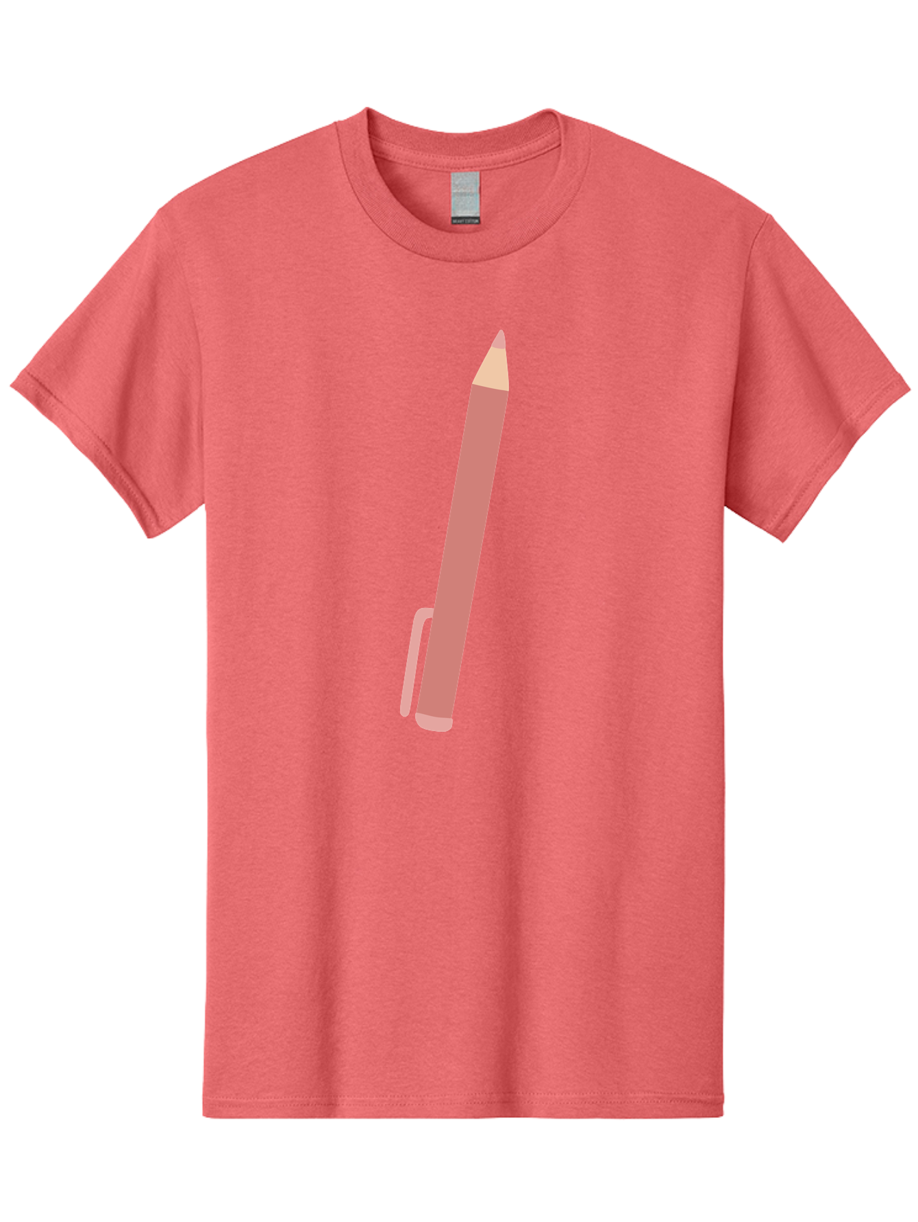 Pink-Pencil Men'S Graphic Tee, 100% Cotton, Comfortable Casual Summer Wear, Machine Washable, Pink Pen, Drawing Tool, Writing Instrument, Office Supplies, Stationery, Creative Writing, Artwork, Graphic Design Aac078