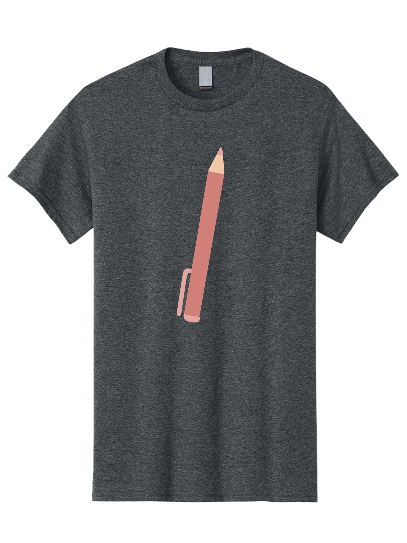 Pink-Pencil Men'S Graphic Tee, 100% Cotton, Comfortable Casual Summer Wear, Machine Washable, Pink Pen, Drawing Tool, Writing Instrument, Office Supplies, Stationery, Creative Writing, Artwork, Graphic Design Aac078