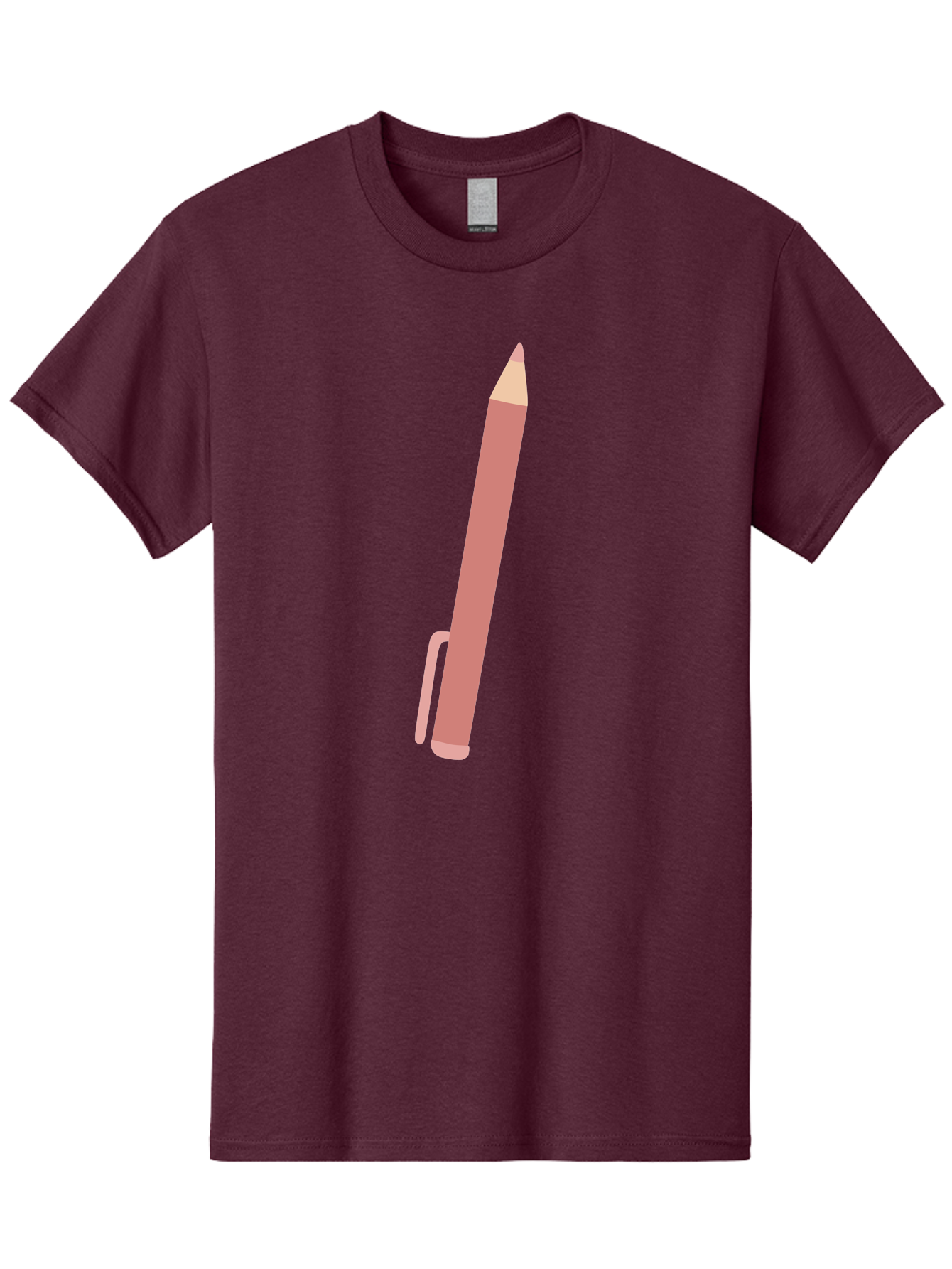 Pink-Pencil Men'S Graphic Tee, 100% Cotton, Comfortable Casual Summer Wear, Machine Washable, Pink Pen, Drawing Tool, Writing Instrument, Office Supplies, Stationery, Creative Writing, Artwork, Graphic Design Aac078