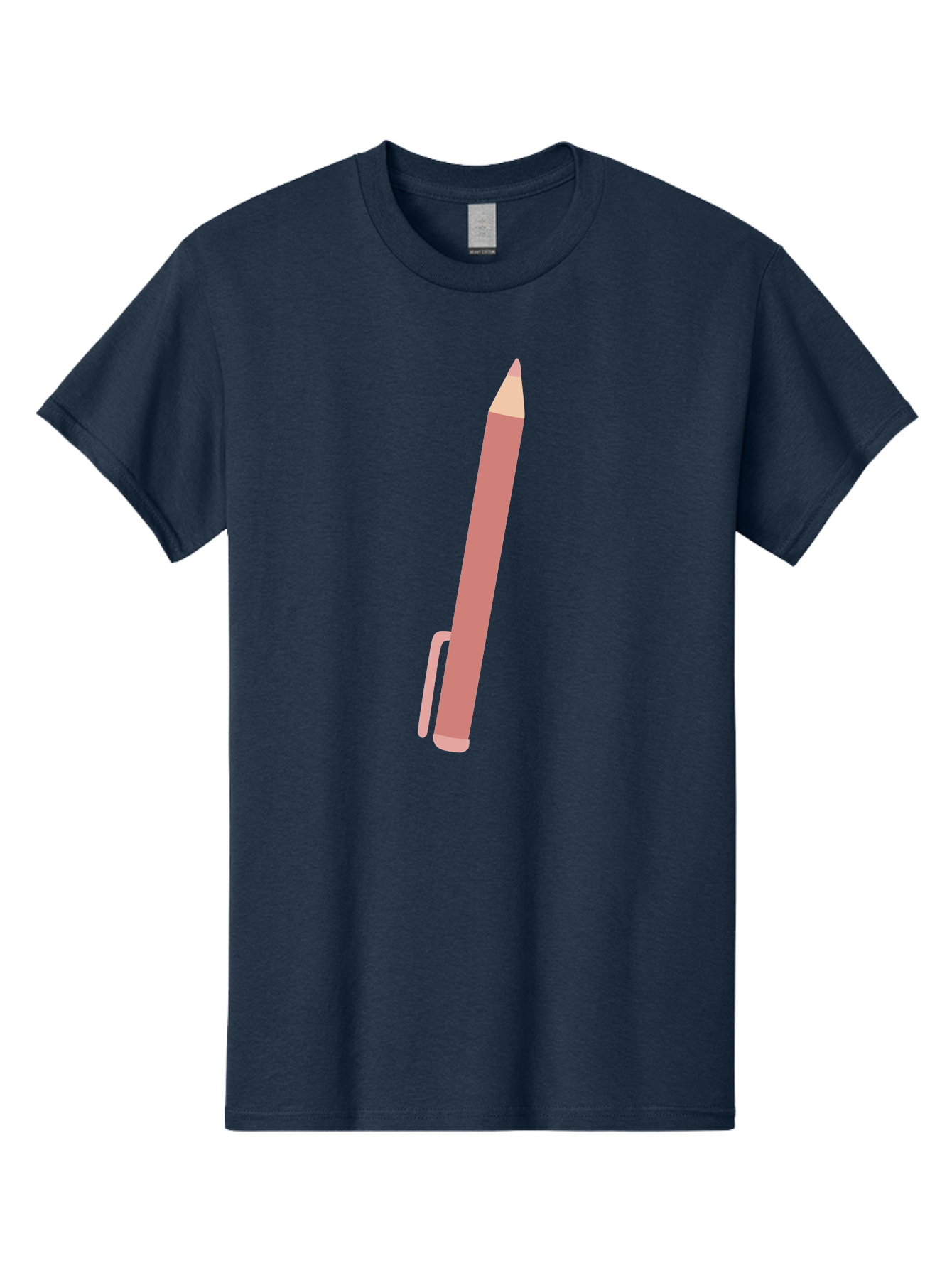 Pink-Pencil Men'S Graphic Tee, 100% Cotton, Comfortable Casual Summer Wear, Machine Washable, Pink Pen, Drawing Tool, Writing Instrument, Office Supplies, Stationery, Creative Writing, Artwork, Graphic Design Aac078