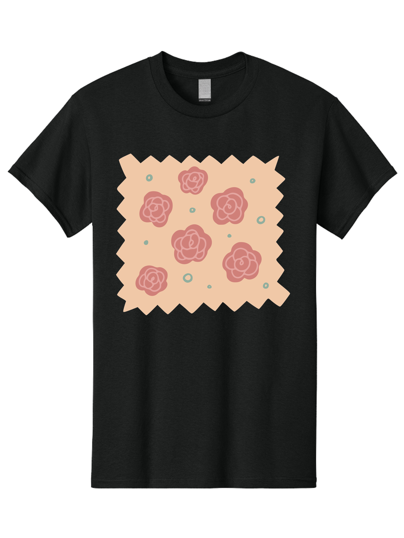 Pink-Roses Men'S Graphic Tee, 100% Cotton, Comfortable Casual Summer Wear, Machine Washable, Pink Roses, White Outlines, Floral Pattern, Decorative Design, Abstract Flowers, Elegant Graphics, Minimalist Art Aac079