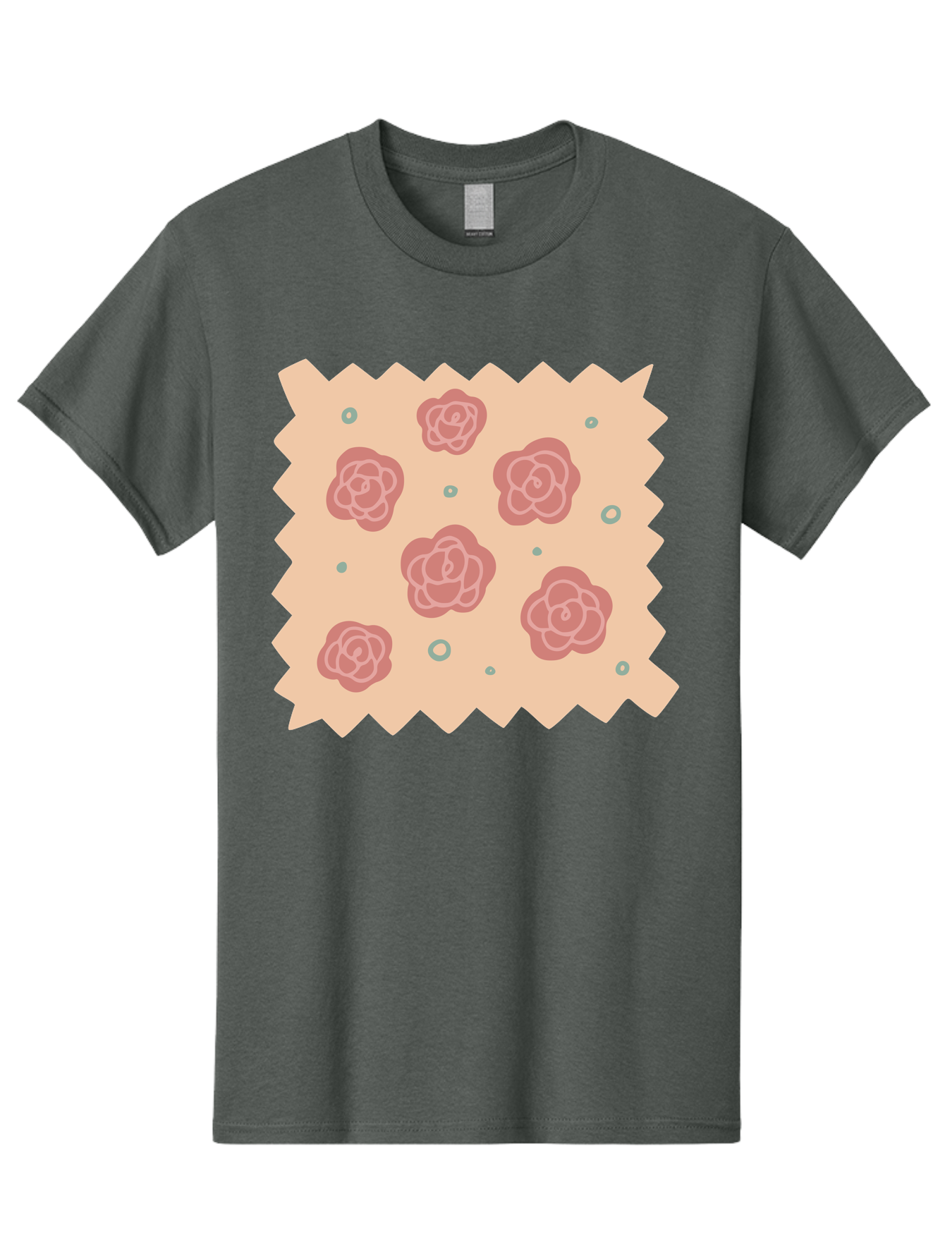 Pink-Roses Men'S Graphic Tee, 100% Cotton, Comfortable Casual Summer Wear, Machine Washable, Pink Roses, White Outlines, Floral Pattern, Decorative Design, Abstract Flowers, Elegant Graphics, Minimalist Art Aac079