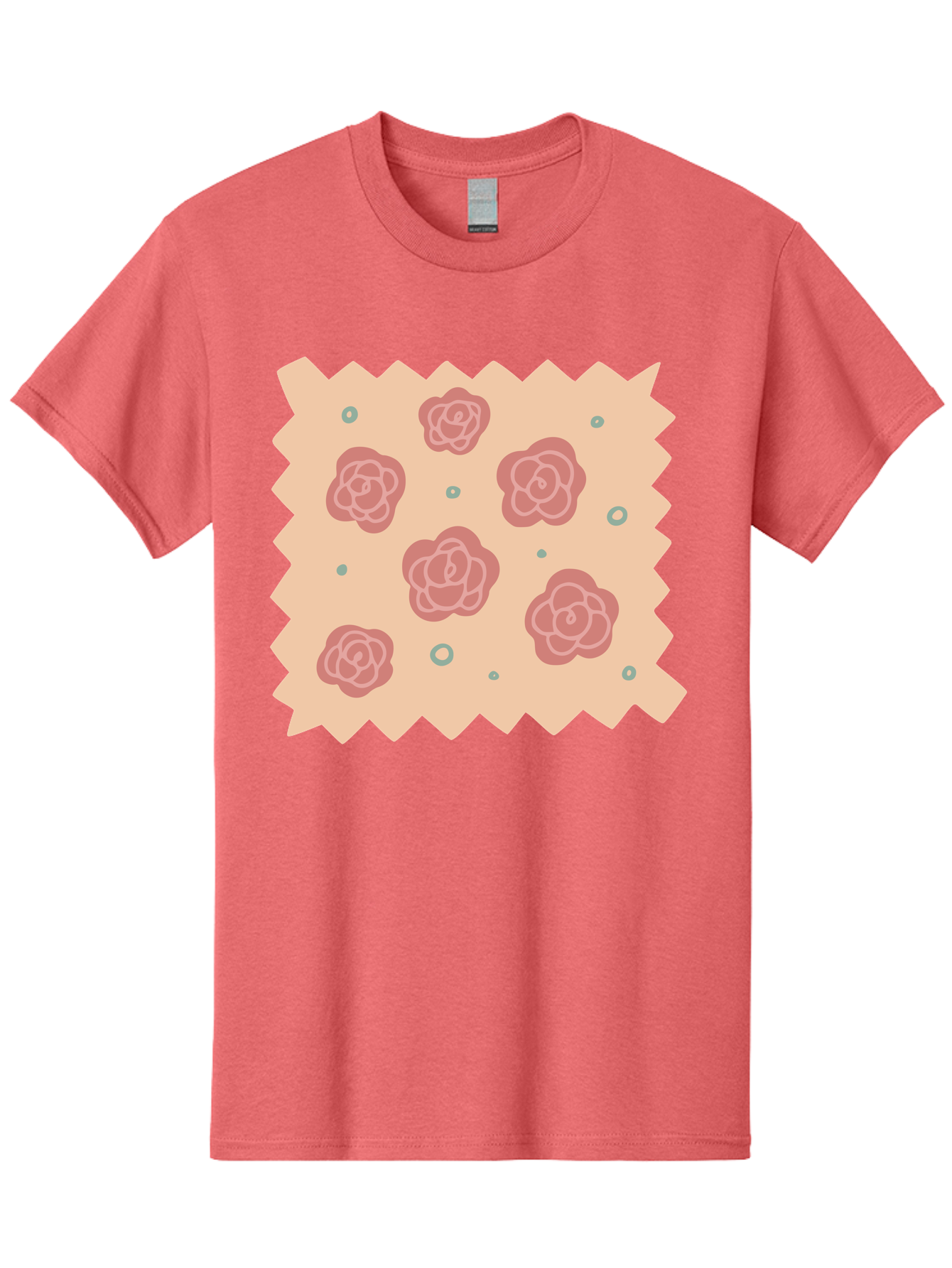 Pink-Roses Men'S Graphic Tee, 100% Cotton, Comfortable Casual Summer Wear, Machine Washable, Pink Roses, White Outlines, Floral Pattern, Decorative Design, Abstract Flowers, Elegant Graphics, Minimalist Art Aac079