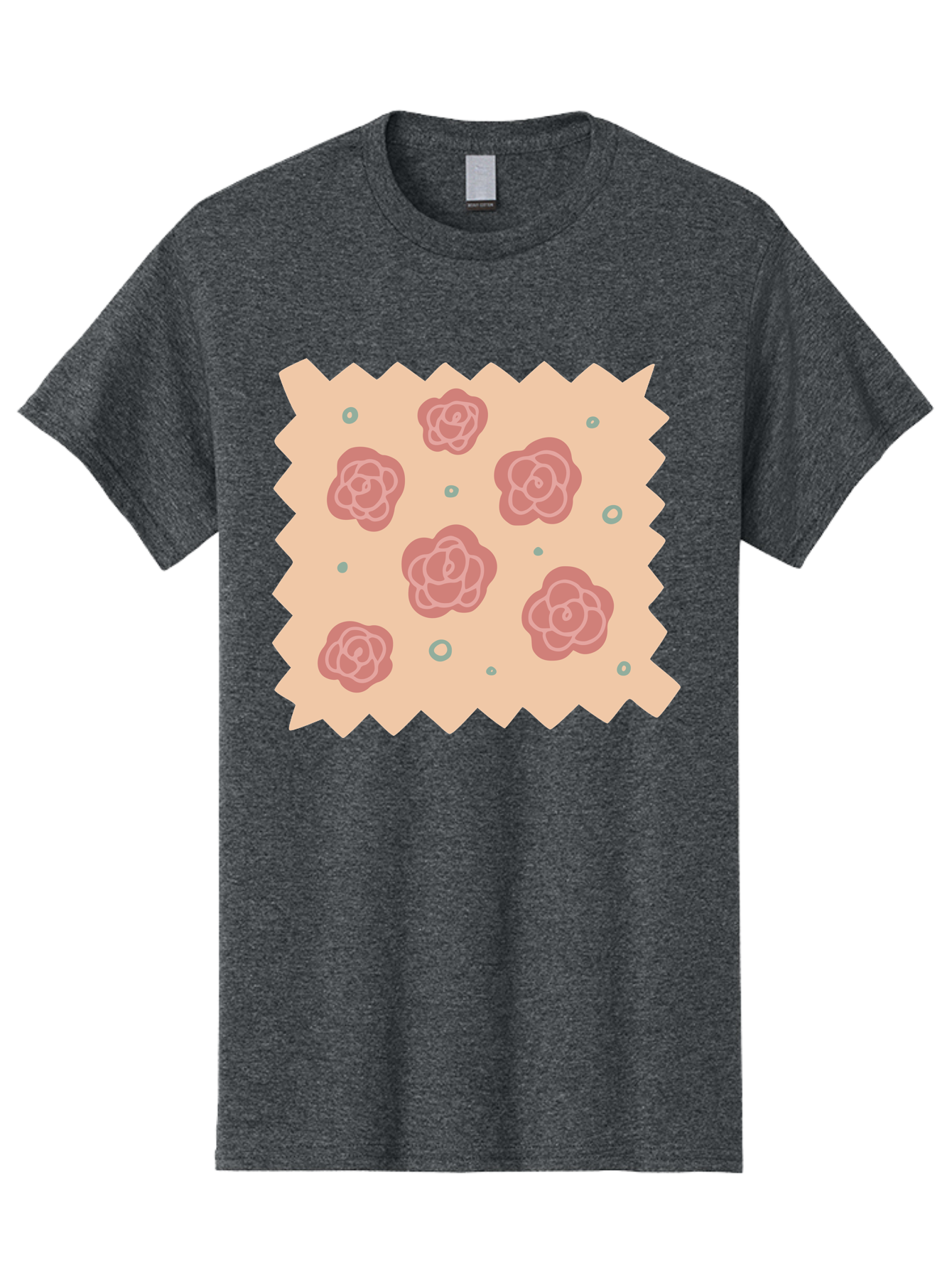 Pink-Roses Men'S Graphic Tee, 100% Cotton, Comfortable Casual Summer Wear, Machine Washable, Pink Roses, White Outlines, Floral Pattern, Decorative Design, Abstract Flowers, Elegant Graphics, Minimalist Art Aac079