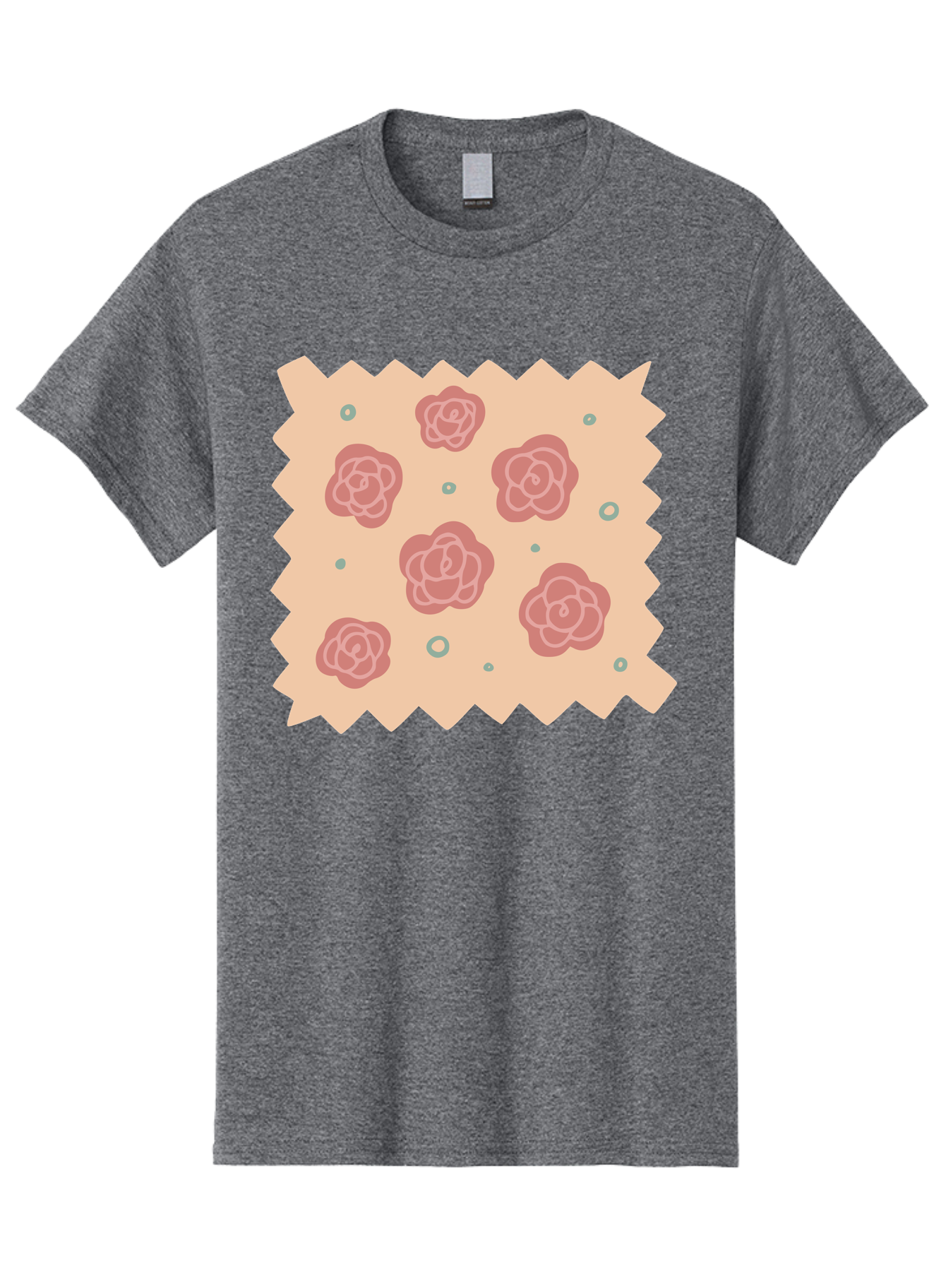 Pink-Roses Men'S Graphic Tee, 100% Cotton, Comfortable Casual Summer Wear, Machine Washable, Pink Roses, White Outlines, Floral Pattern, Decorative Design, Abstract Flowers, Elegant Graphics, Minimalist Art Aac079