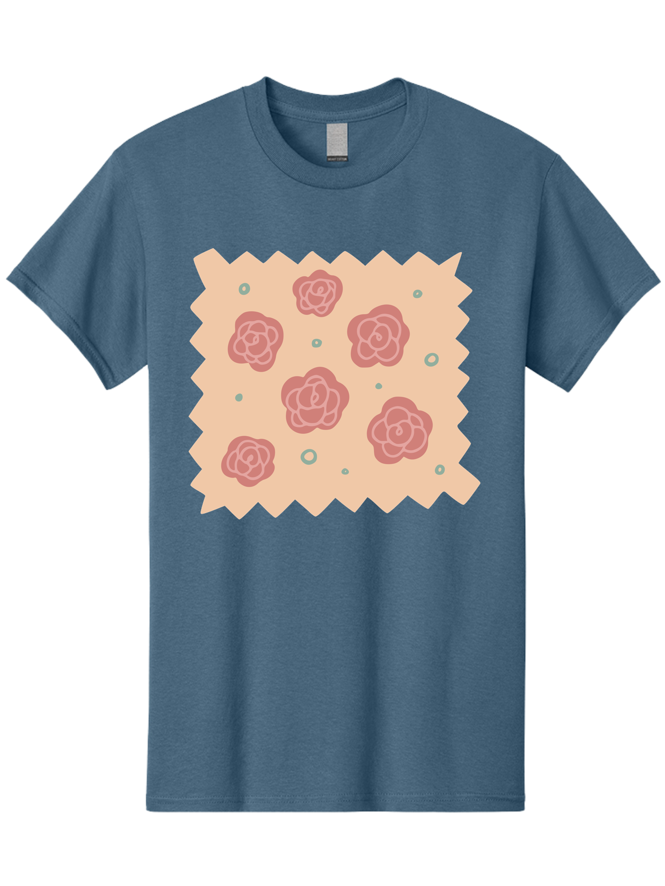 Pink-Roses Men'S Graphic Tee, 100% Cotton, Comfortable Casual Summer Wear, Machine Washable, Pink Roses, White Outlines, Floral Pattern, Decorative Design, Abstract Flowers, Elegant Graphics, Minimalist Art Aac079