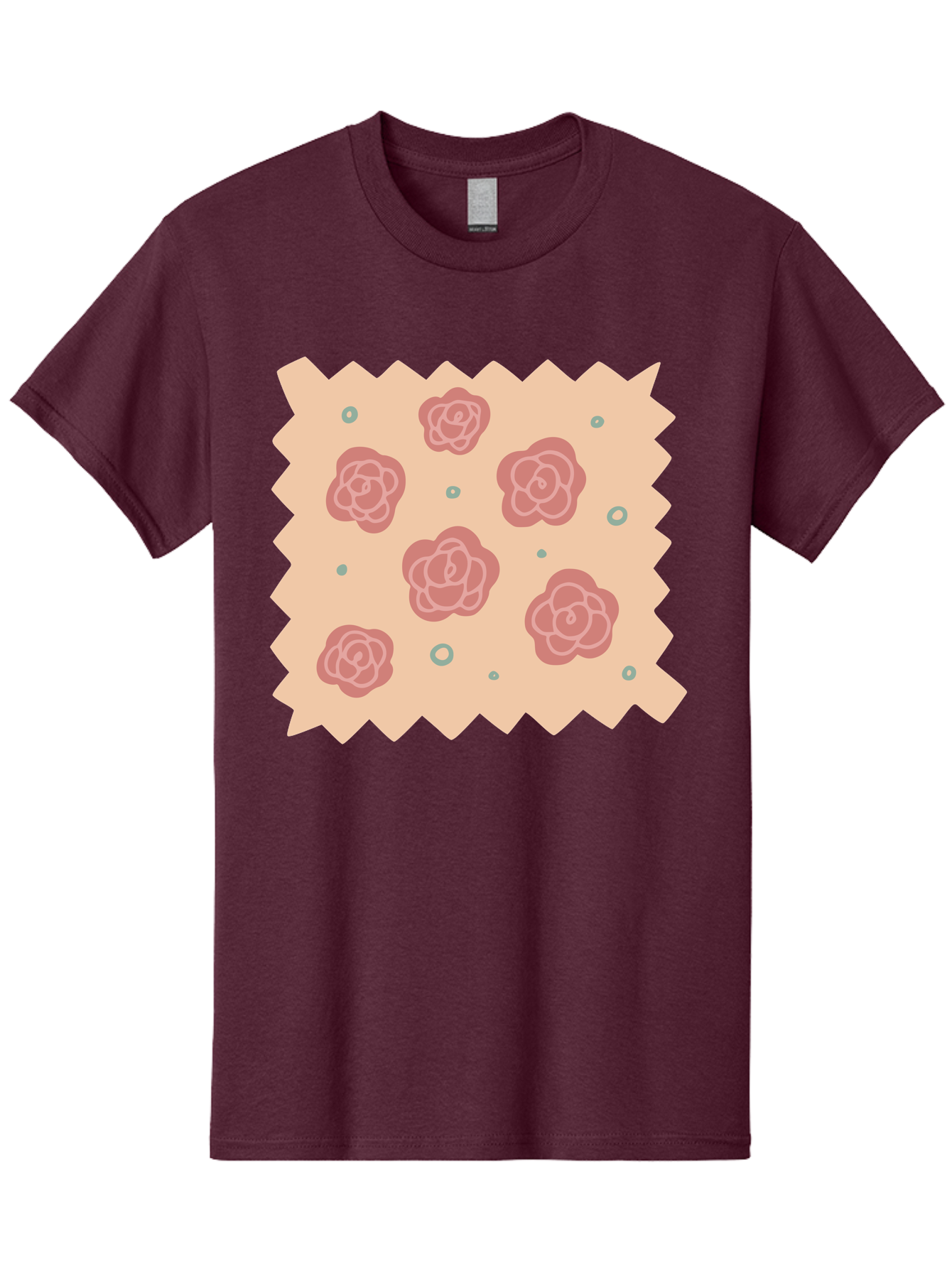Pink-Roses Men'S Graphic Tee, 100% Cotton, Comfortable Casual Summer Wear, Machine Washable, Pink Roses, White Outlines, Floral Pattern, Decorative Design, Abstract Flowers, Elegant Graphics, Minimalist Art Aac079