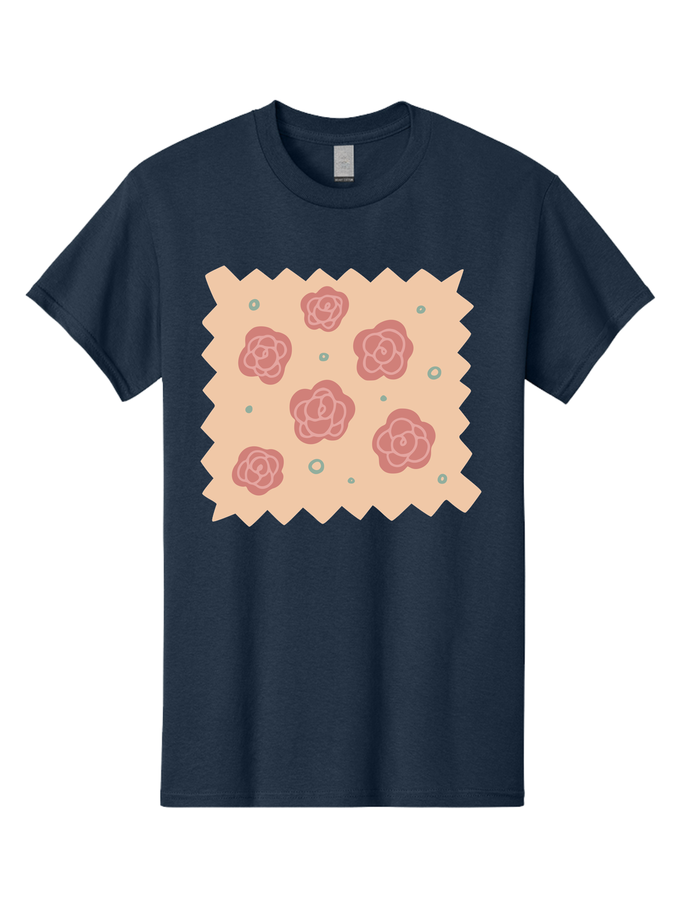 Pink-Roses Men'S Graphic Tee, 100% Cotton, Comfortable Casual Summer Wear, Machine Washable, Pink Roses, White Outlines, Floral Pattern, Decorative Design, Abstract Flowers, Elegant Graphics, Minimalist Art Aac079