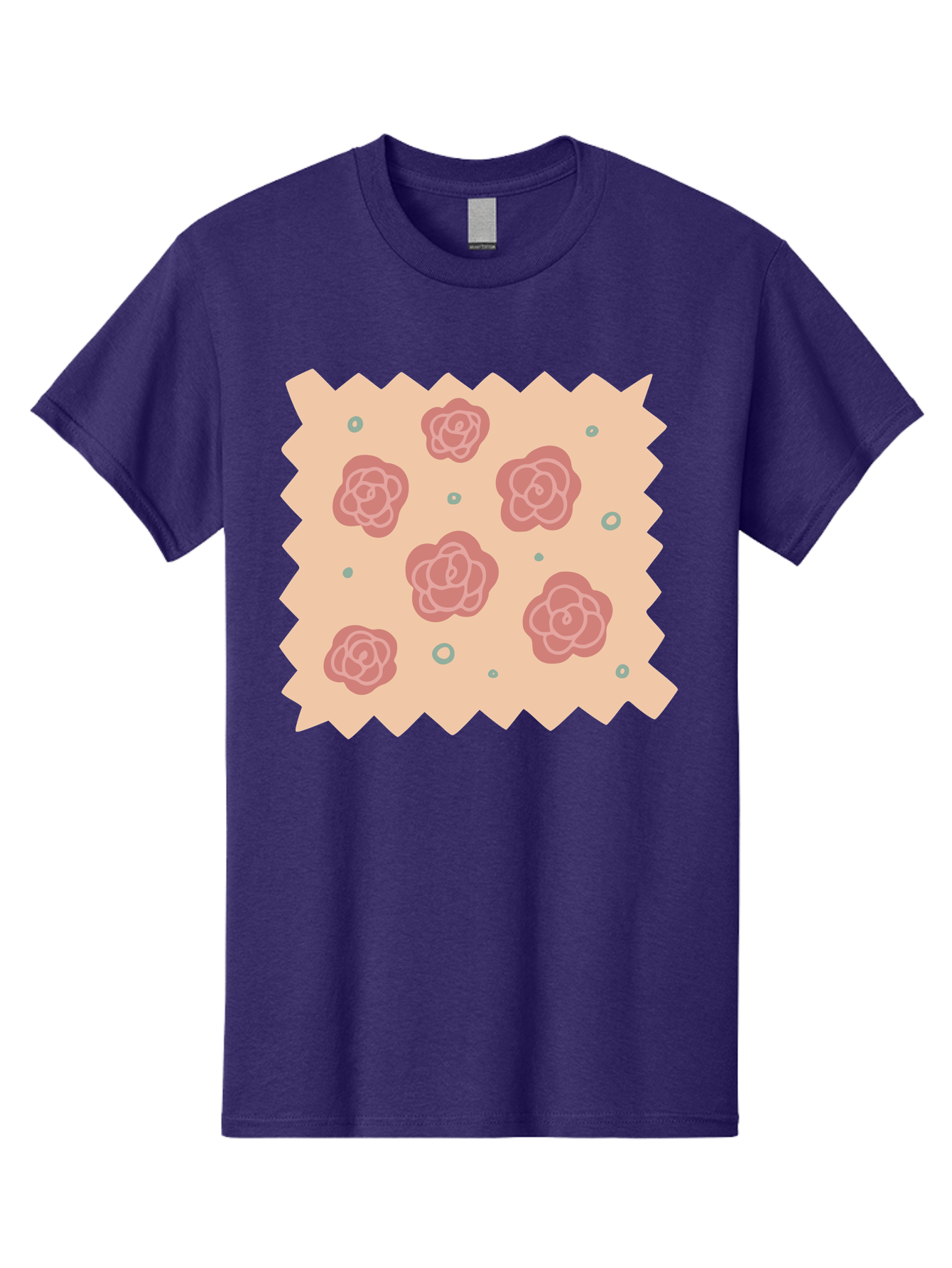 Pink-Roses Men'S Graphic Tee, 100% Cotton, Comfortable Casual Summer Wear, Machine Washable, Pink Roses, White Outlines, Floral Pattern, Decorative Design, Abstract Flowers, Elegant Graphics, Minimalist Art Aac079