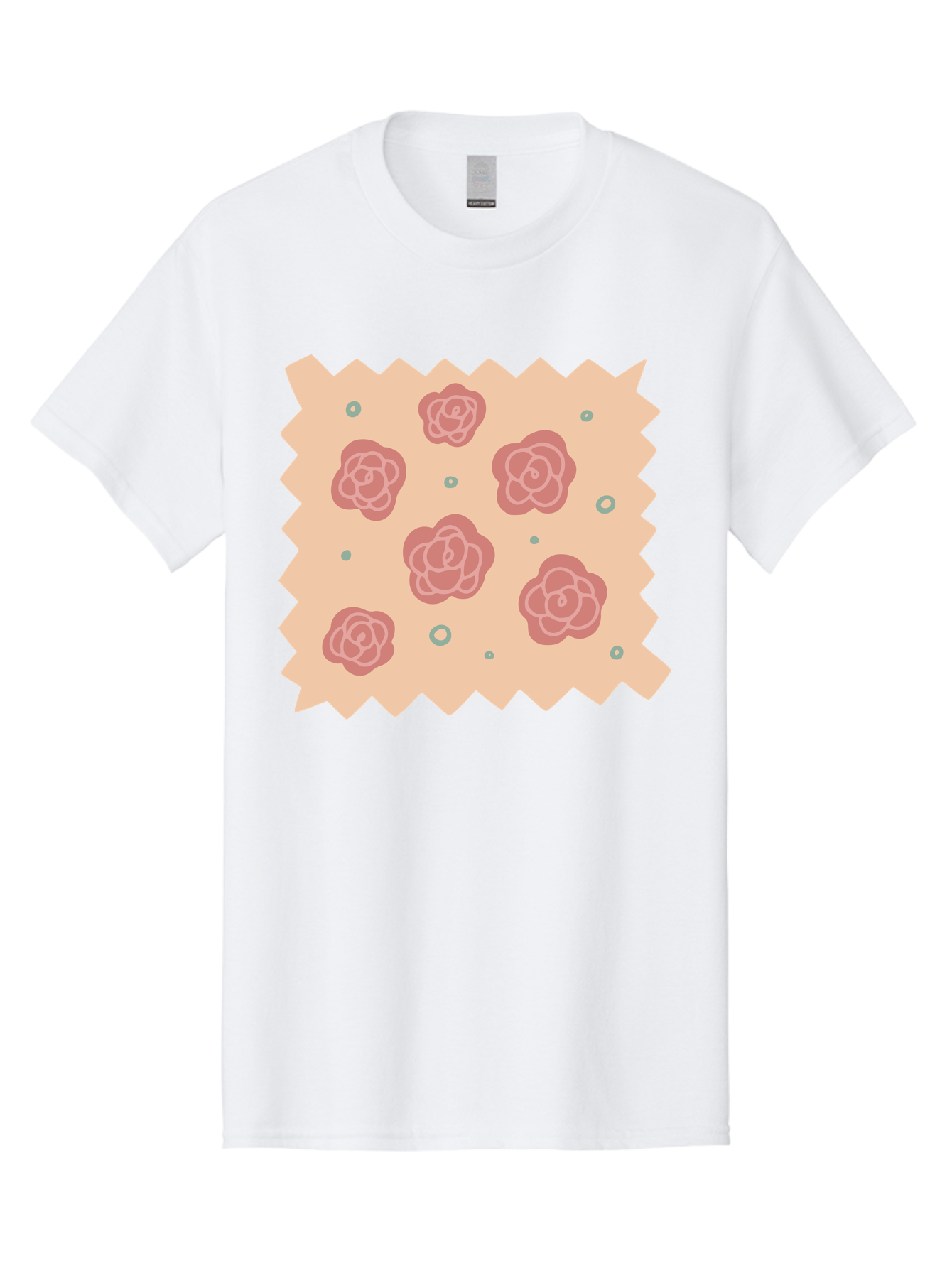 Pink-Roses Men'S Graphic Tee, 100% Cotton, Comfortable Casual Summer Wear, Machine Washable, Pink Roses, White Outlines, Floral Pattern, Decorative Design, Abstract Flowers, Elegant Graphics, Minimalist Art Aac079