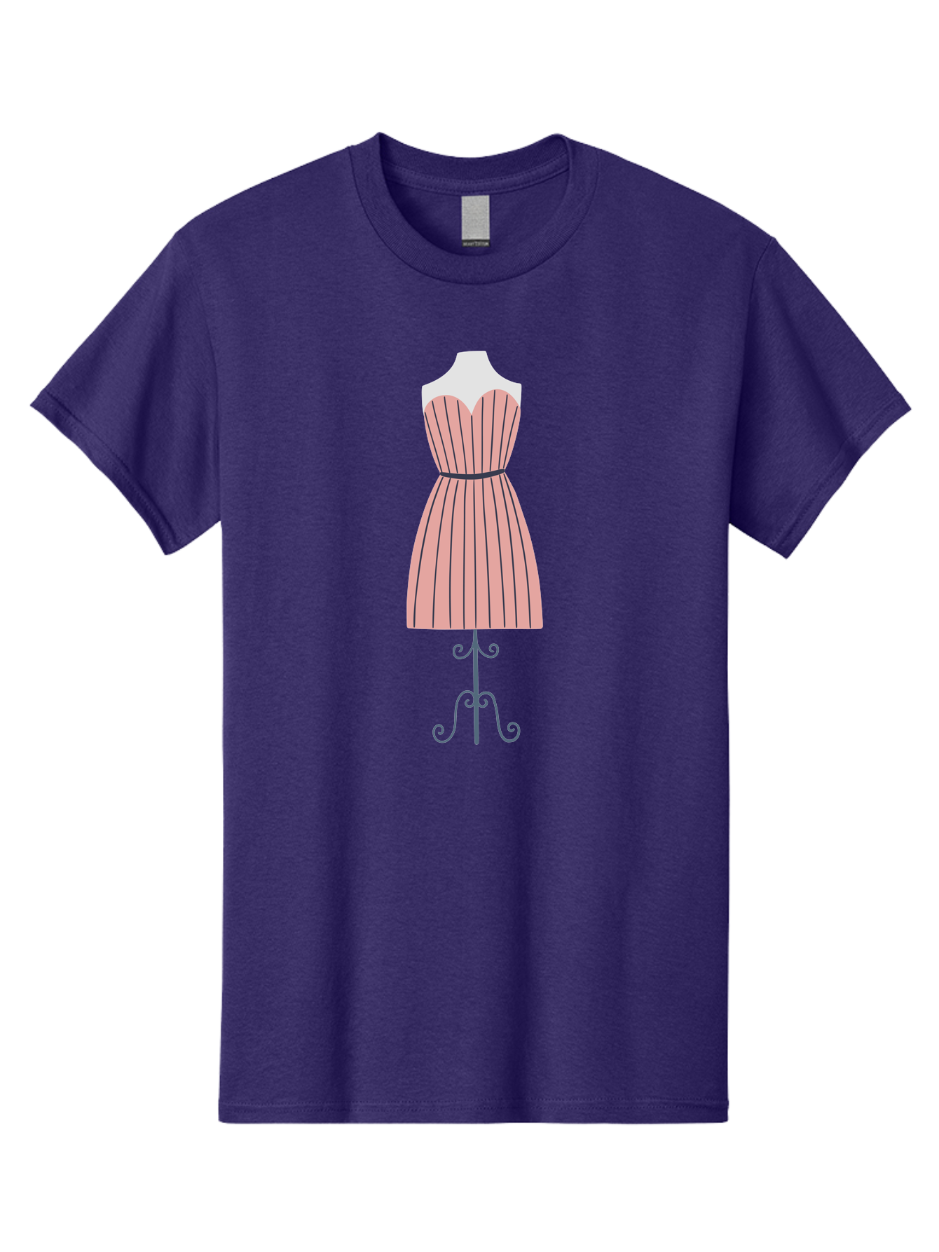 Pink-Striped-Dress Men'S Graphic Tee, 100% Cotton, Comfortable Casual Summer Wear, Machine Washable, Sweetheart Neckline Dress, Knee Length Dress, Striped Pattern, Vintage Style, Fashion Illustration, Womenswear, Designer Dress, Aac081
