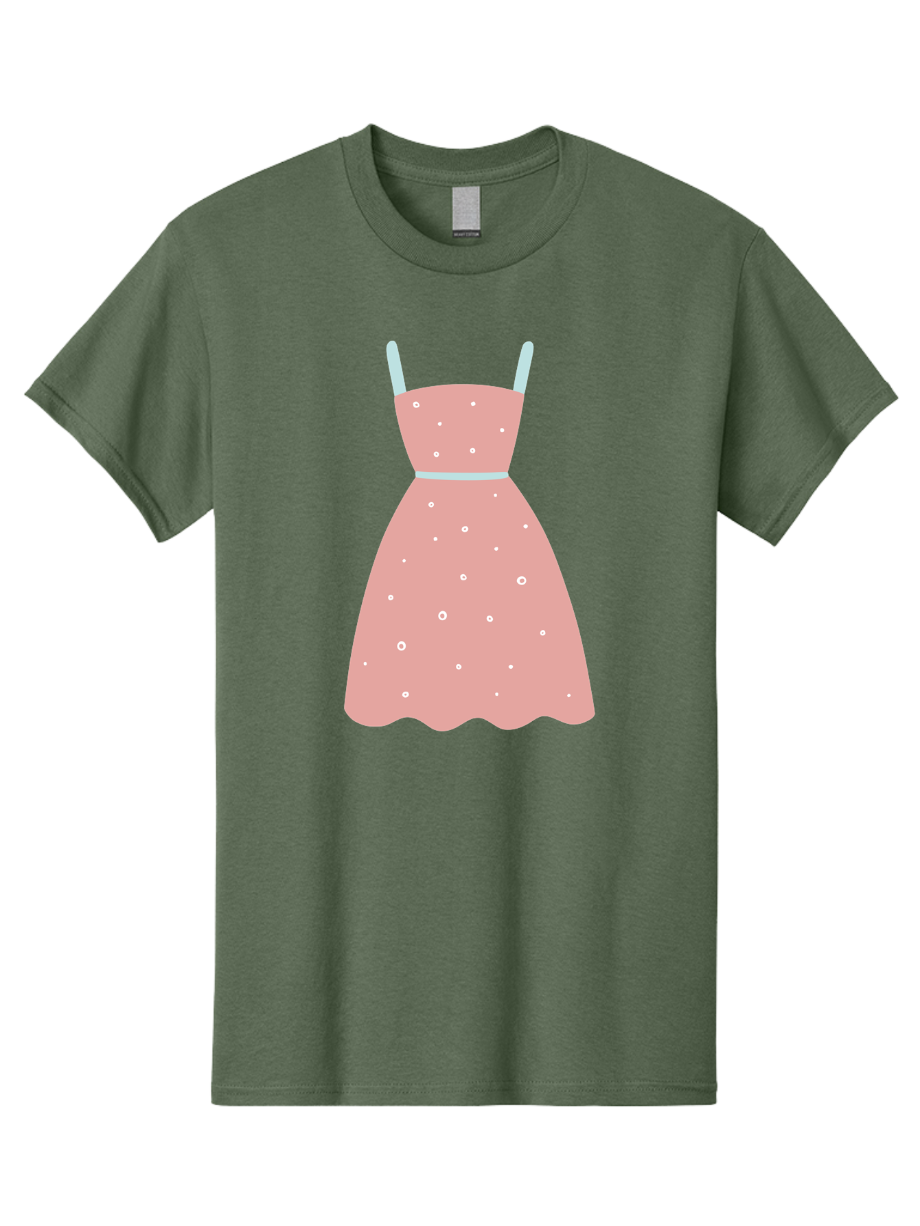 Polka-Dot-Dress Men'S Graphic Tee, 100% Cotton, Comfortable Casual Summer Wear, Machine Washable, Pink Dress, Polka Dot Pattern, Feminine Fashion, Elegant Design, White Accents, Stylish Clothing, Retro Style, Women'S Wear, Polka Dot Dress Aac085