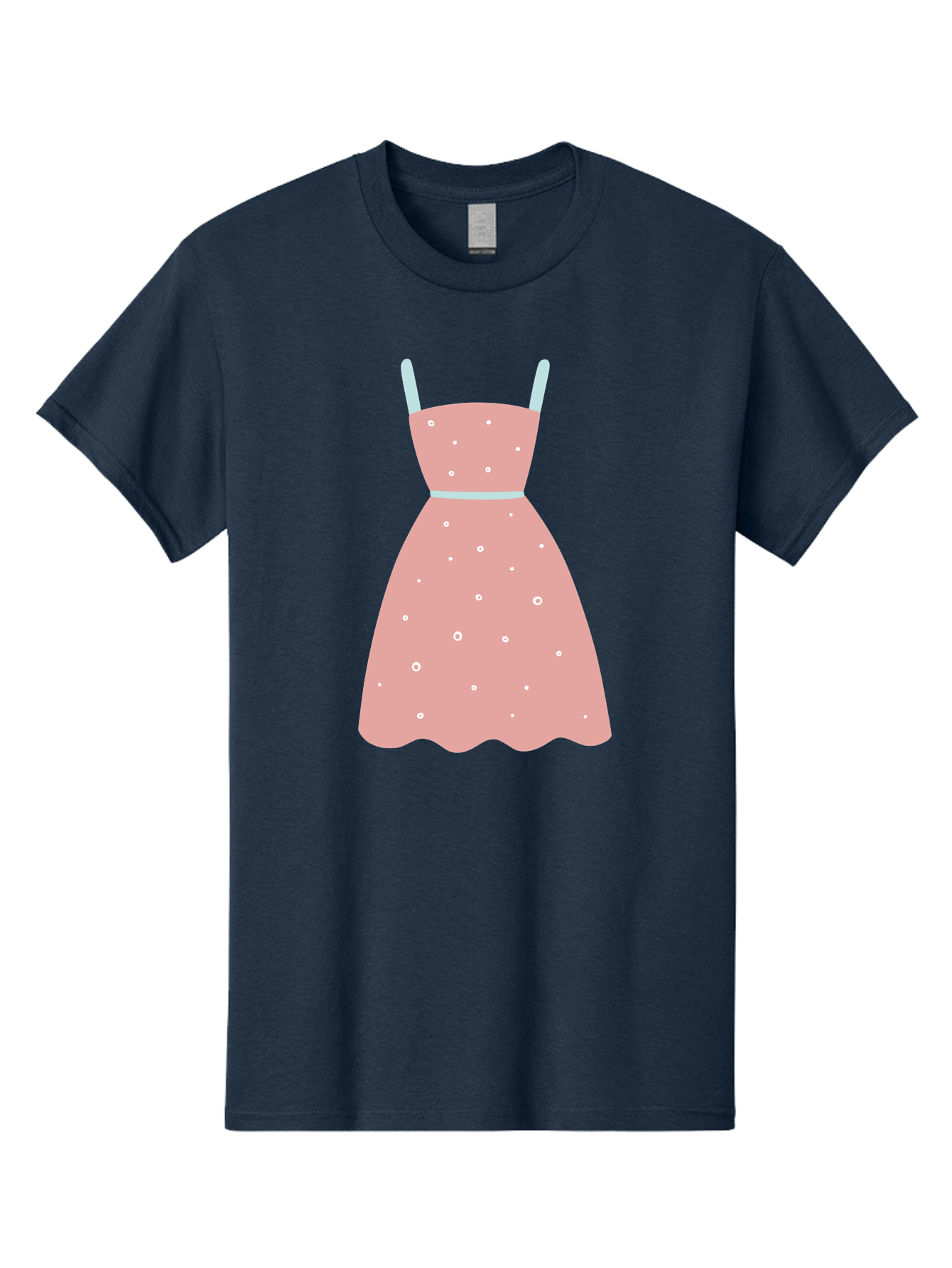 Polka-Dot-Dress Men'S Graphic Tee, 100% Cotton, Comfortable Casual Summer Wear, Machine Washable, Pink Dress, Polka Dot Pattern, Feminine Fashion, Elegant Design, White Accents, Stylish Clothing, Retro Style, Women'S Wear, Polka Dot Dress Aac085