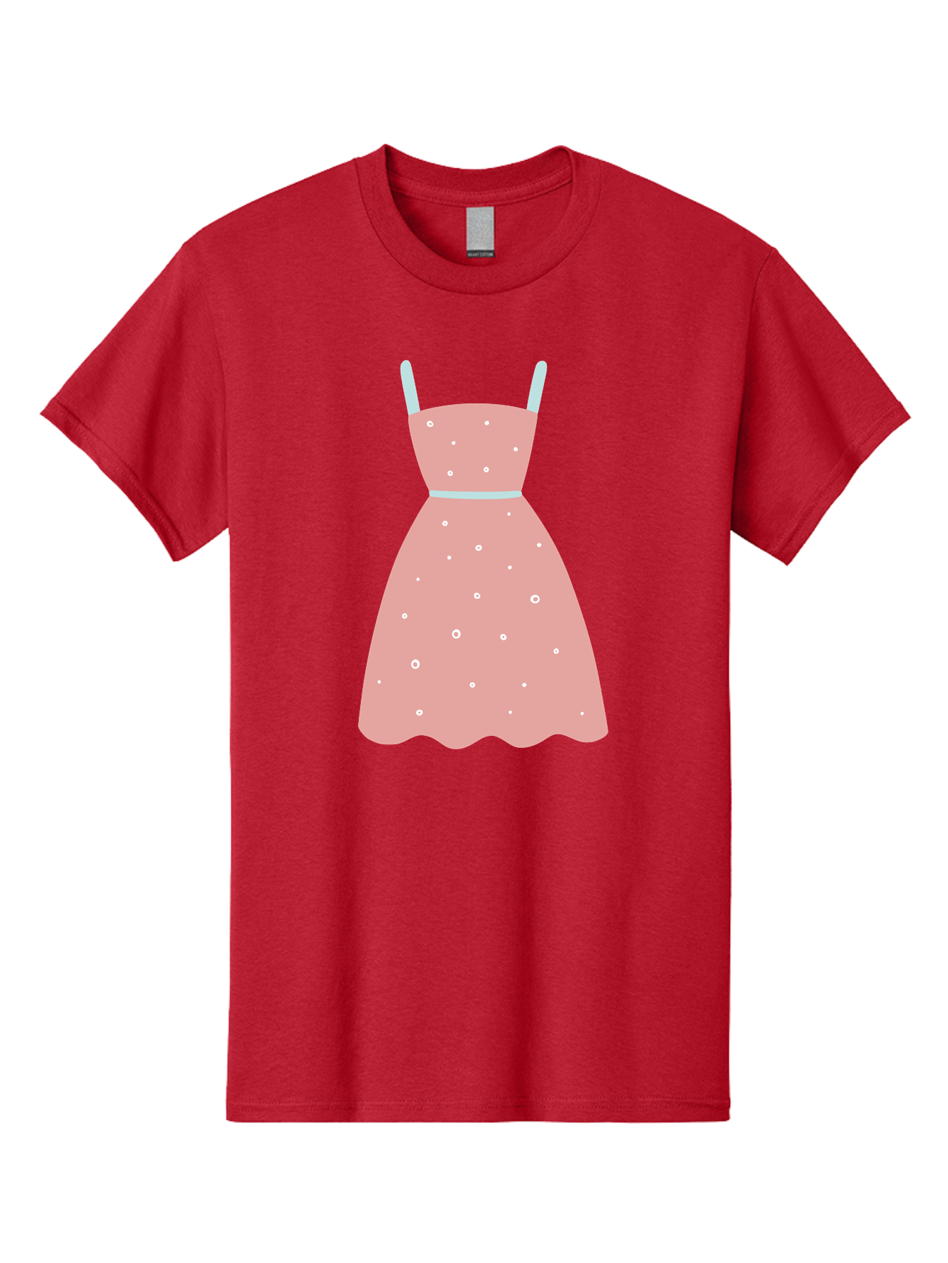 Polka-Dot-Dress Men'S Graphic Tee, 100% Cotton, Comfortable Casual Summer Wear, Machine Washable, Pink Dress, Polka Dot Pattern, Feminine Fashion, Elegant Design, White Accents, Stylish Clothing, Retro Style, Women'S Wear, Polka Dot Dress Aac085
