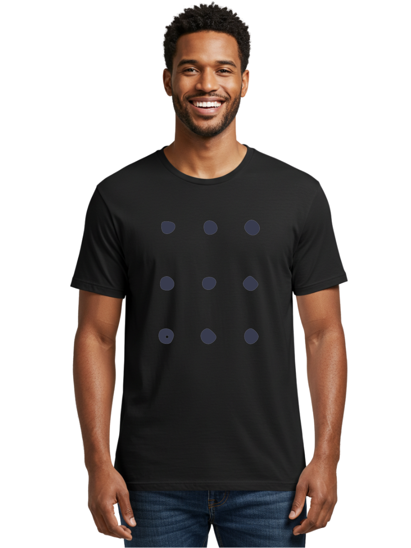 Polka-Dot-Pattern Men'S Graphic Tee, 100% Cotton, Comfortable Casual Summer Wear, Machine Washable, Polka Dot Pattern, Geometric Design, Minimalist Style, Simple Shapes, Dark Gray Dots Irregular Edges, Varied Dot Sizes, Creative Wallpaper, Aac086