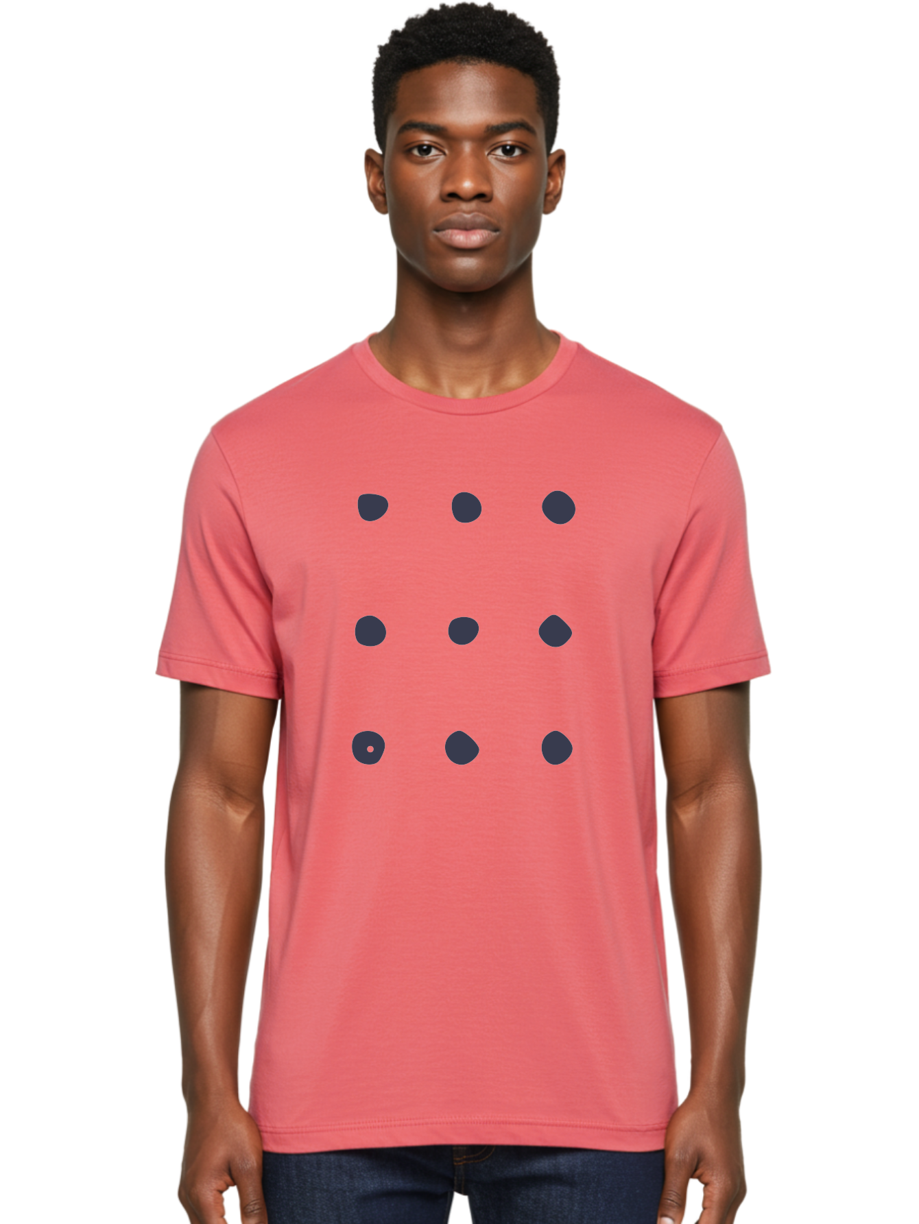 Polka-Dot-Pattern Men'S Graphic Tee, 100% Cotton, Comfortable Casual Summer Wear, Machine Washable, Polka Dot Pattern, Geometric Design, Minimalist Style, Simple Shapes, Dark Gray Dots Irregular Edges, Varied Dot Sizes, Creative Wallpaper, Aac086
